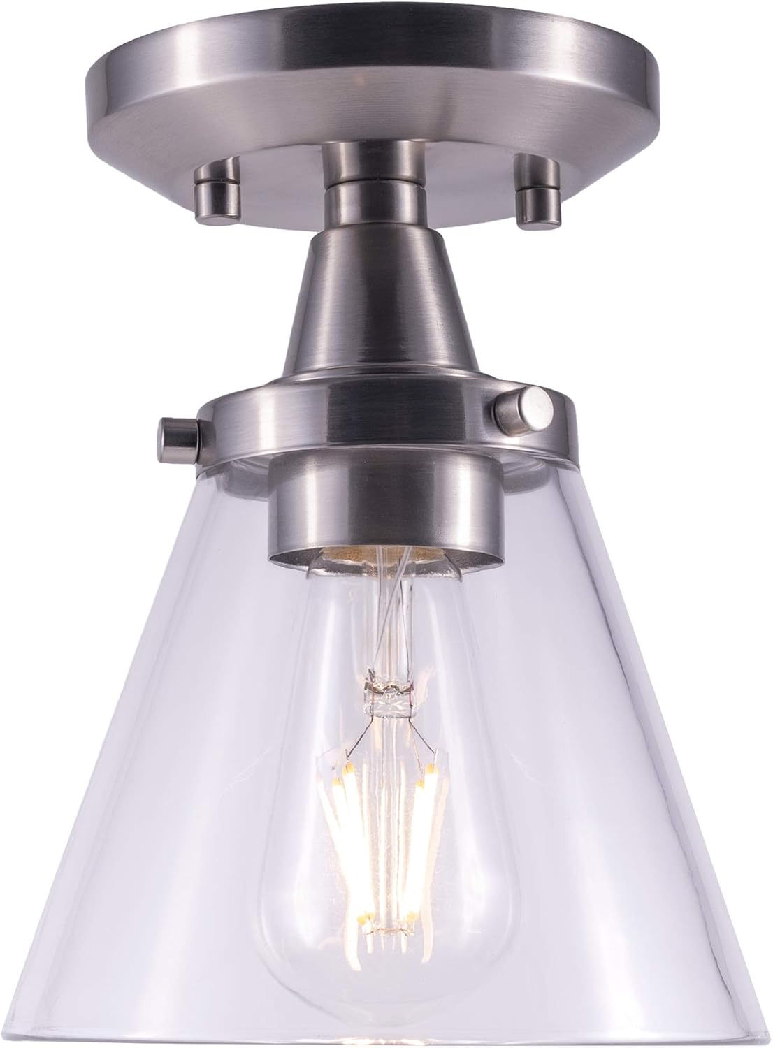 YaoKuem Lámpara de techo semiempotrada, base mediana E26, carcasa de metal con vidrio transparente, bombillas no incluidas, paquete de 2