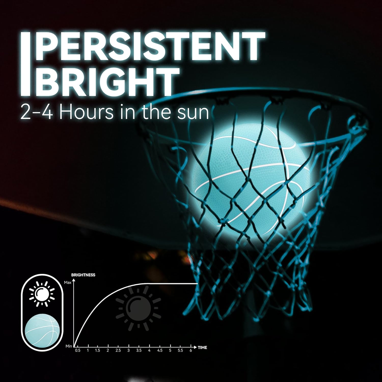 Mini baloncesto que brilla en la oscuridad con bomba (6 pulgadas, paquete de 4), mini baloncesto brillante para aro de interior y exterior, pequeñas