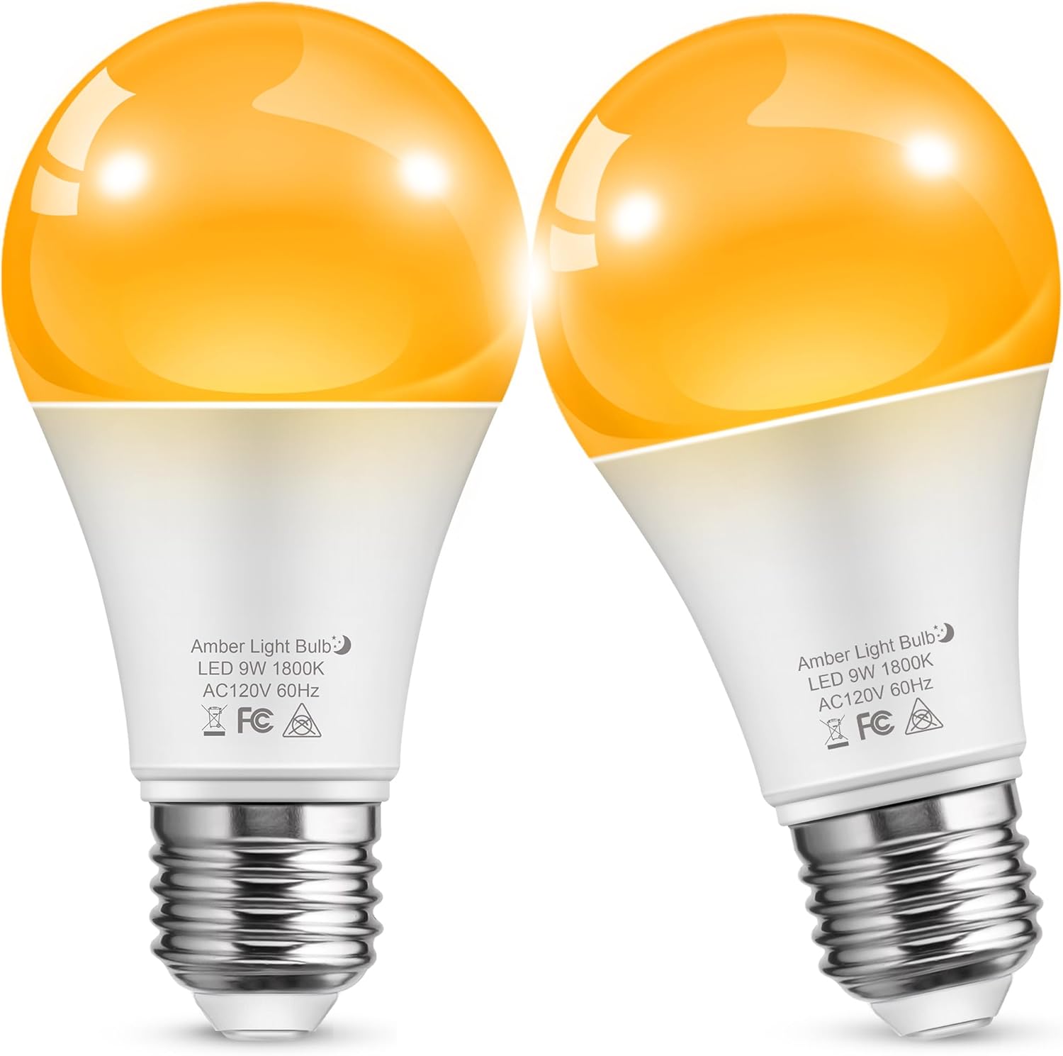 LOHAS Sleep Aid – Bombillas ámbar con bloqueo de luz azul, A19 de 9 W (equivalente a 60 W), bombillas tenues, bombilla cálida de 1800 K, luz de