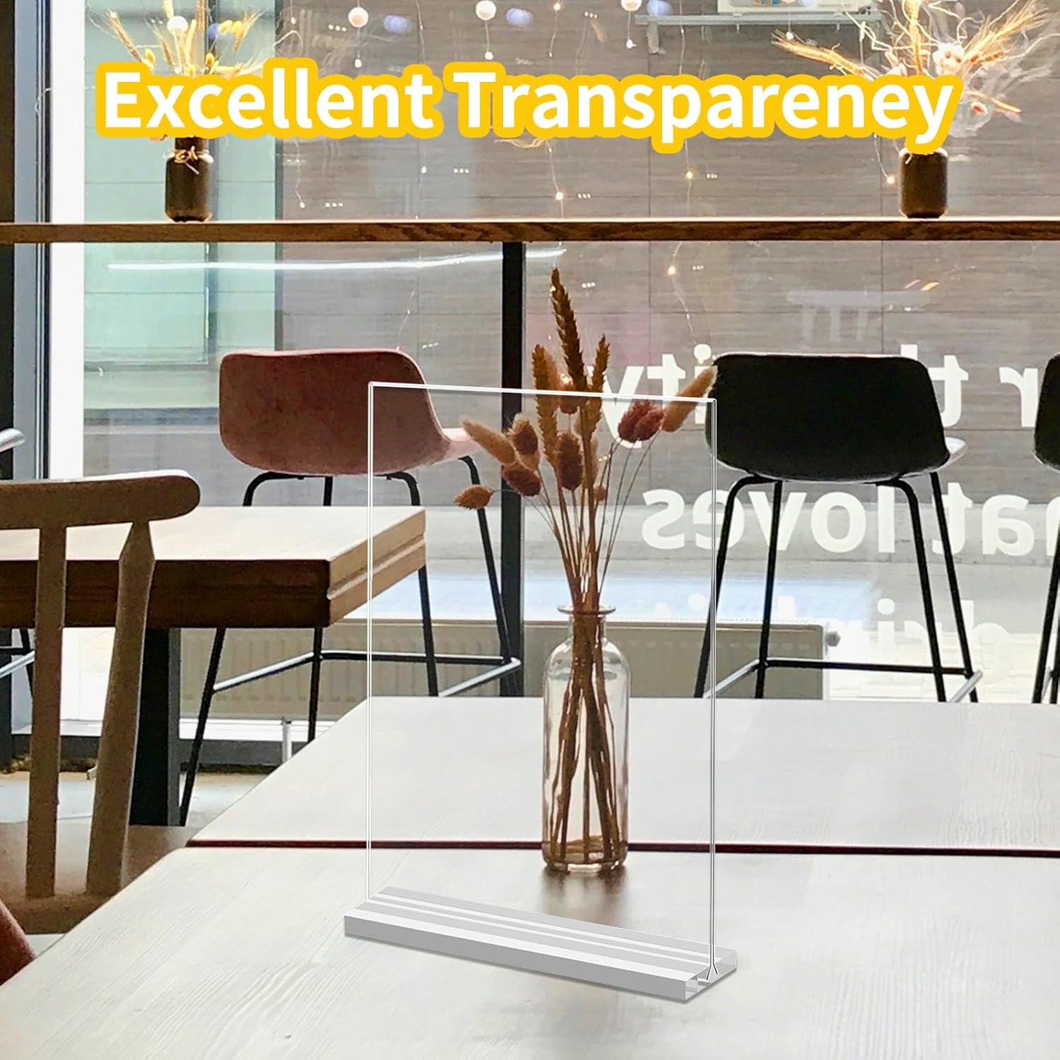 Soporte acrílico de 8.5 x 11 pulgadas para letreros de mesa, soporte vertical de doble cara, marcos transparentes en forma de T, soporte de