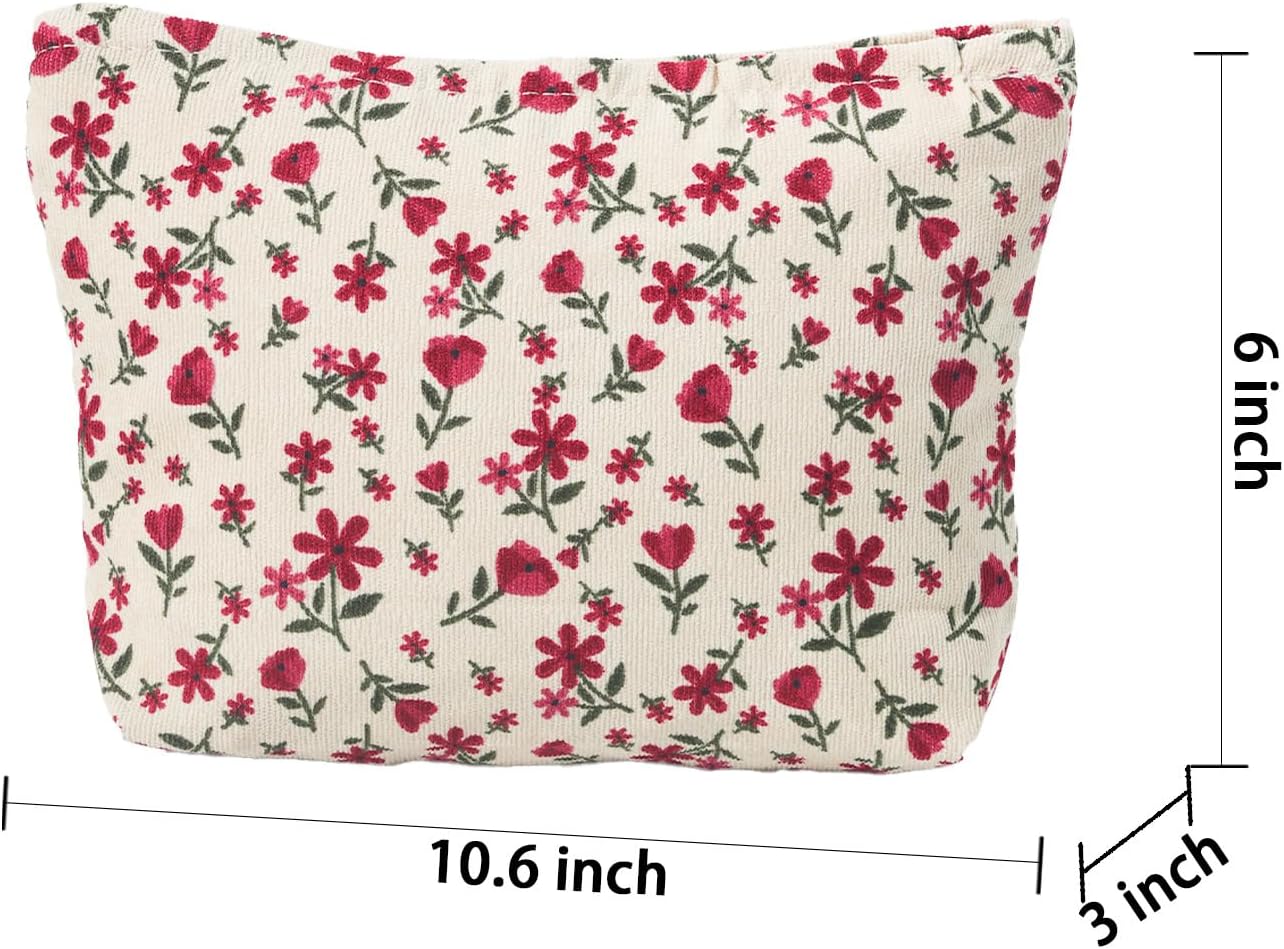 MHDGG Bolsa de maquillaje para mujer, bolsa de cosméticos floral de gran capacidad, bolsas de maquillaje, bolsas de maquillaje para mujer, bolsos de