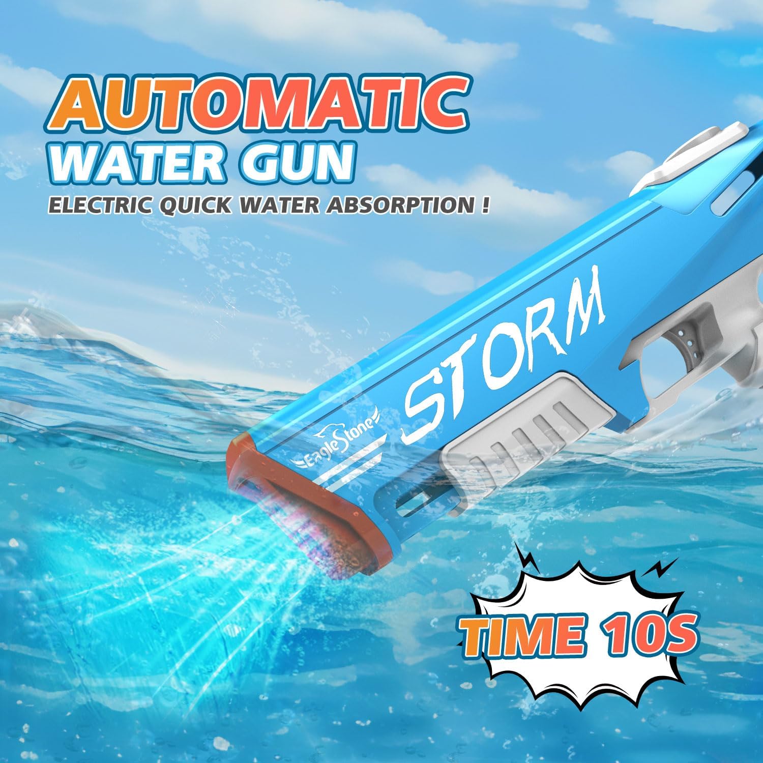 EagleStone Pistola de agua eléctrica para adultos, pistolas automáticas de chorro de 33 pies, remojo de absorción automática súper potente, modular