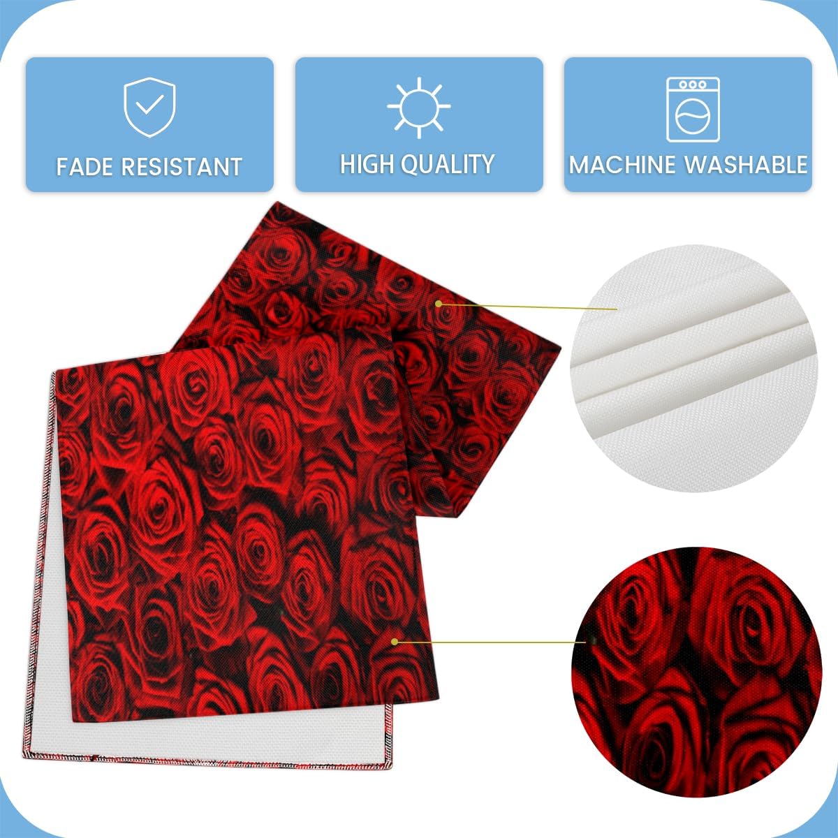 Camino de mesa con rosas de San Valentín, mantel de lino rústico para cocina de granja, cena, eventos, fiesta, decoración de mesa de vacaciones, 13