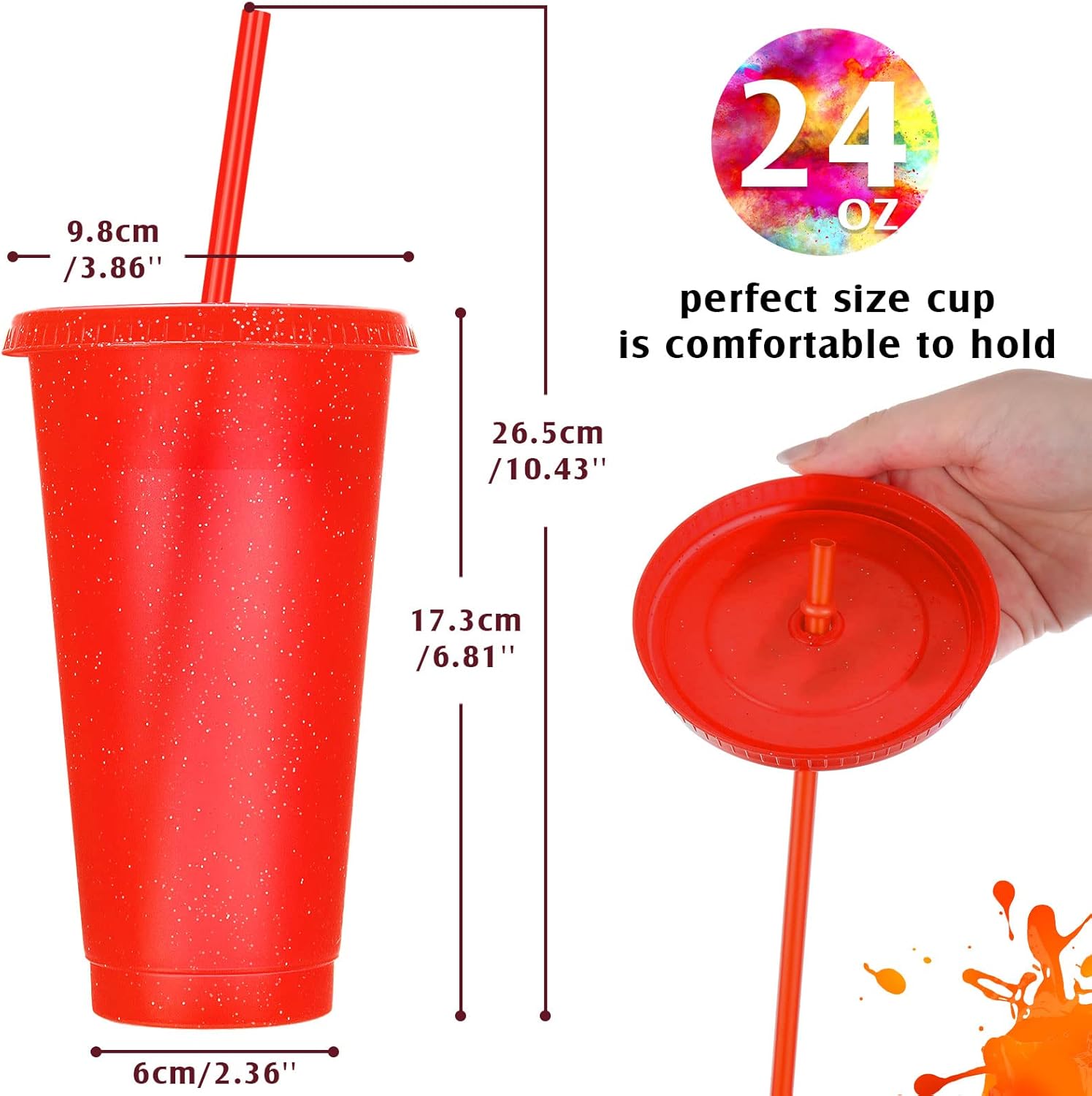 Paquete de 30 vasos con popote y tapa, botella de agua a granel, taza de viaje para café helado, vasos de plástico reutilizables para fiestas,