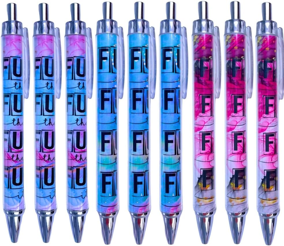 YJ PREMIUMS Juego de 9 bolígrafos divertidos y divertidos para adultos, bolígrafo FK Swear Word Ssayings para el trabajo y la oficina regalos