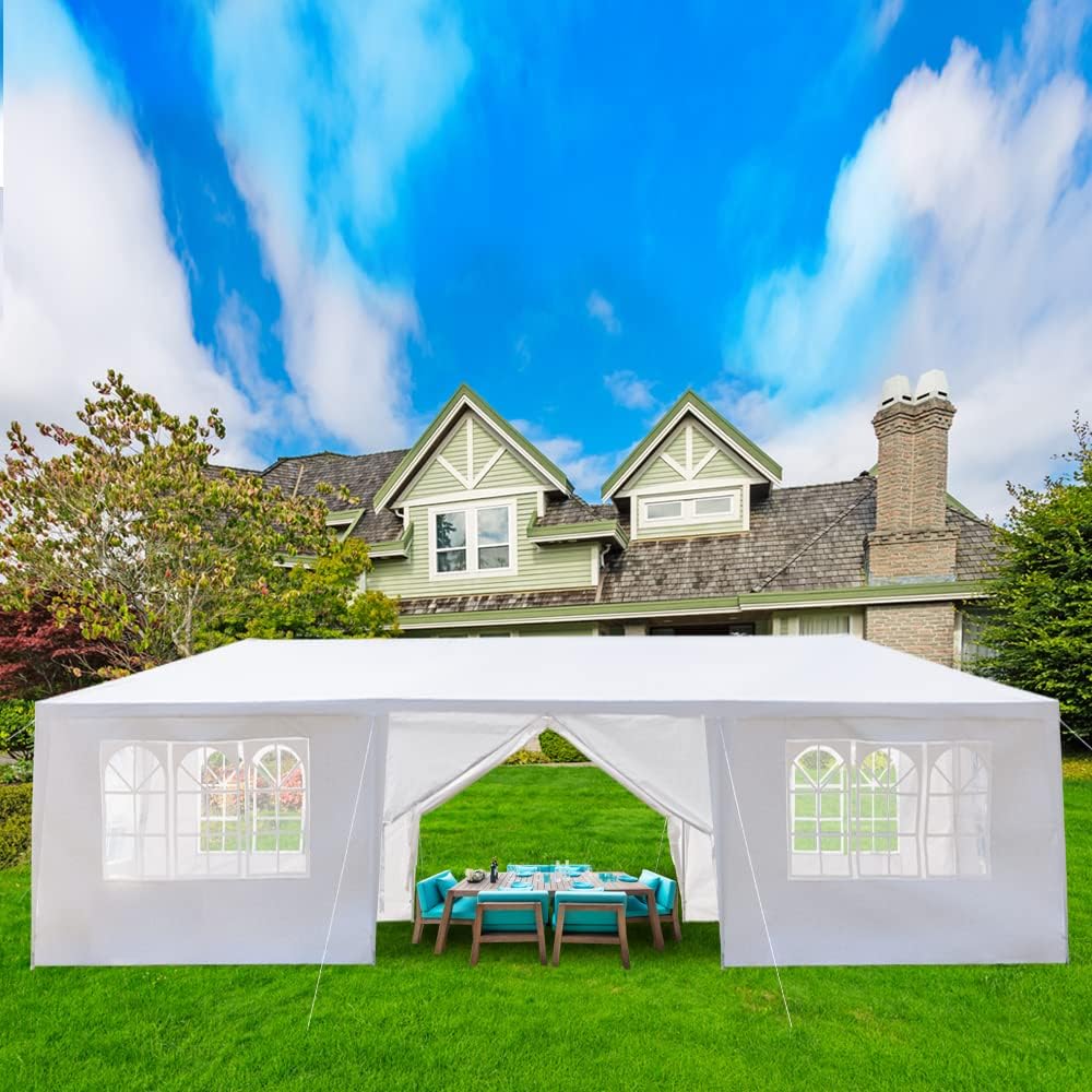 Tienda de campaña de 10 x 30 pies con toldo para cenador al aire libre, portátil, con 8 paredes laterales extraíbles para fiestas, bodas,