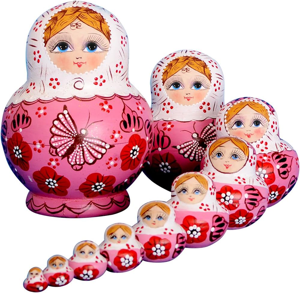 YAKELUS 10 muñecas rusas Matryoshka hechas a mano01071