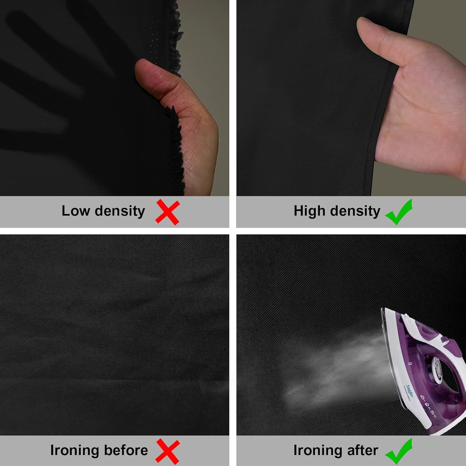 Chromakey – Telón de fondo negro para fotografía de 7 x 10 pies, tela de poliéster de alta densidad de color negro puro, pantalla plegable sin