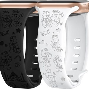 Paquete de 2 bonitas correas grabadas compatibles con Apple Watch de 1.496 in 1.575 in 1.614 in 1.732 in 1.772 in 1.654 in 1.929 in, correa de Paquete de 2 bonitas correas grabadas compatibles con Apple Watch de 1.496 in 1.575 in 1.614 in 1.732 in 1.772 in 1.654 in 1.929 in, correa de