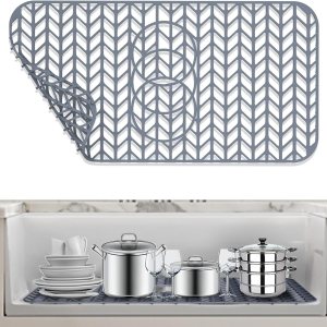 AWOKE Protectores de fregadero para fregadero de cocina, alfombrilla de fregadero de 24 x 12.5 pulgadas, resistente al calor, alfombrilla de AWOKE Protectores de fregadero para fregadero de cocina, alfombrilla de fregadero de 24 x 12.5 pulgadas, resistente al calor, alfombrilla de