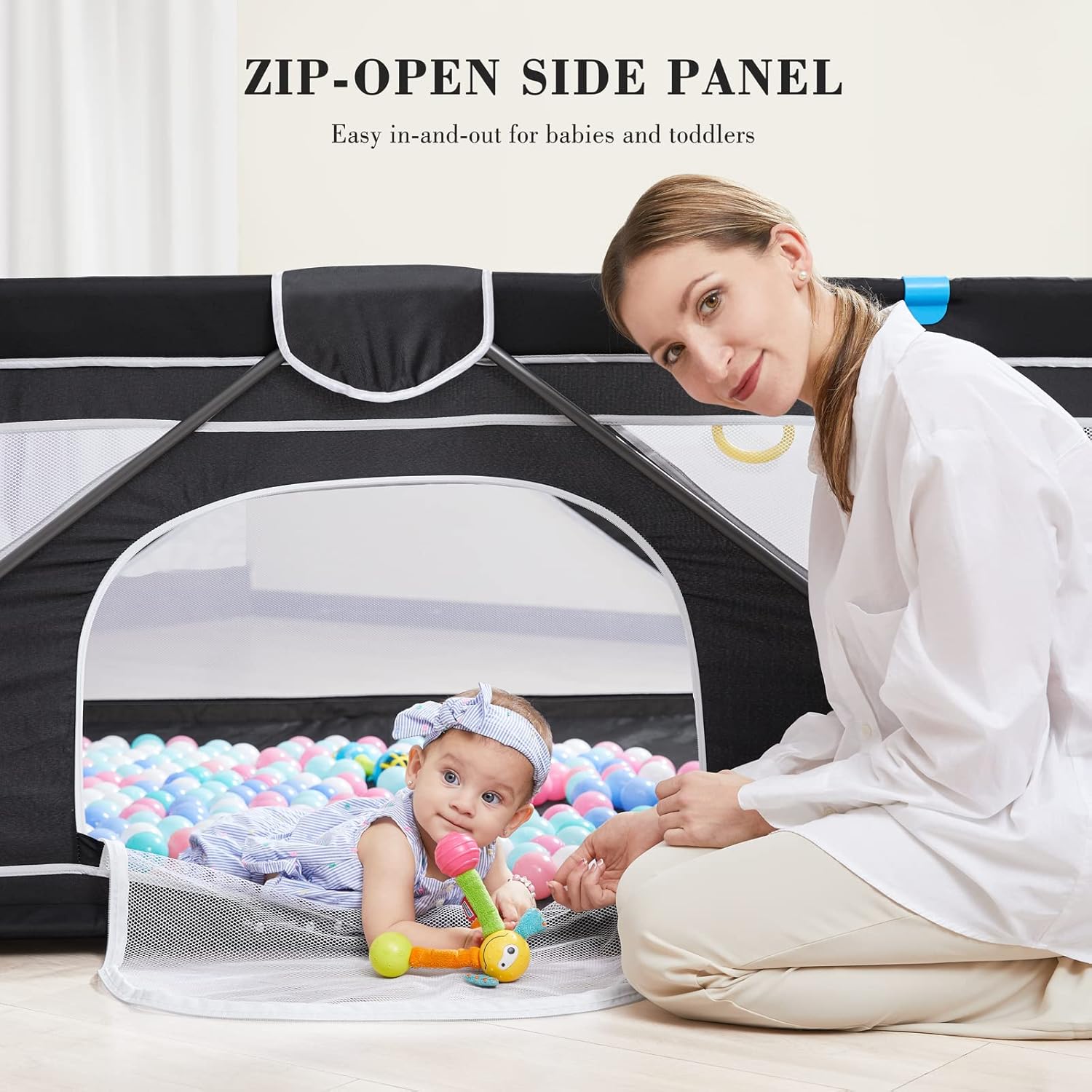 ANGELBLISS Corralito plegable para bebés y niños pequeños, centro de actividades para bebés en interiores y exteriores con malla transpirable