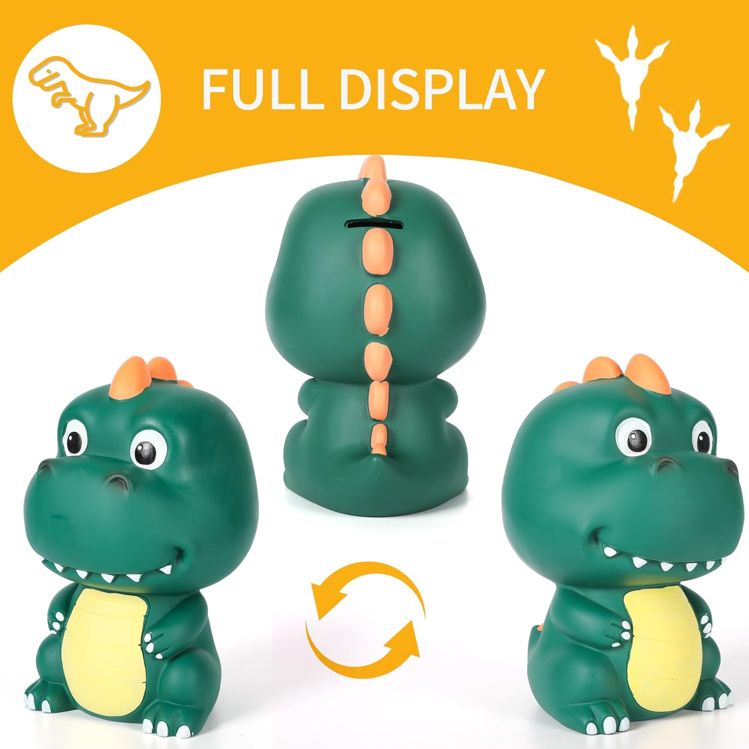 H&W Banco de dinero de dinosaurio con bonita cabeza grande, alcancía de tiranosaurio Rex inastillable, primer banco de monedas, el mejor cumpleaños