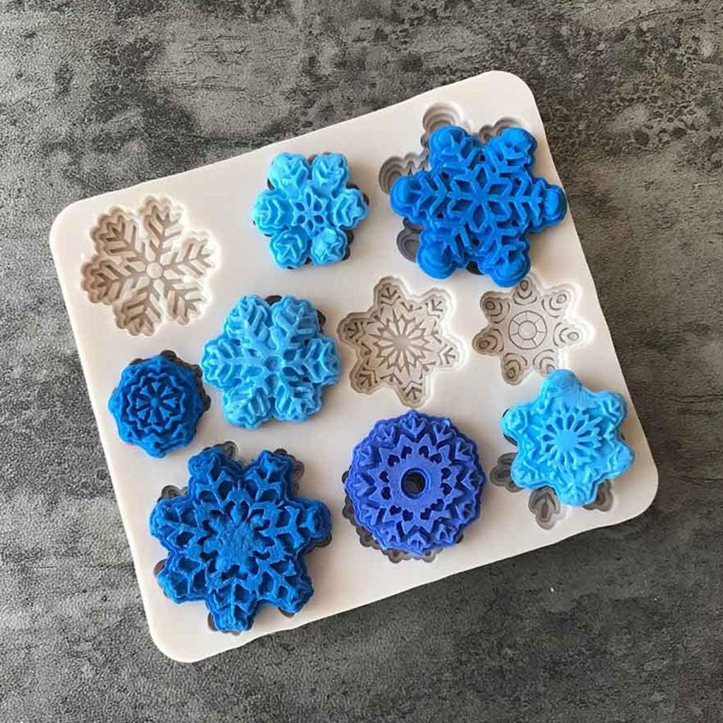 Molde de silicona para pastel de fondant de copo de nieve de Navidad, molde de caramelo de chocolate, decoración de bricolaje, decoraciones de