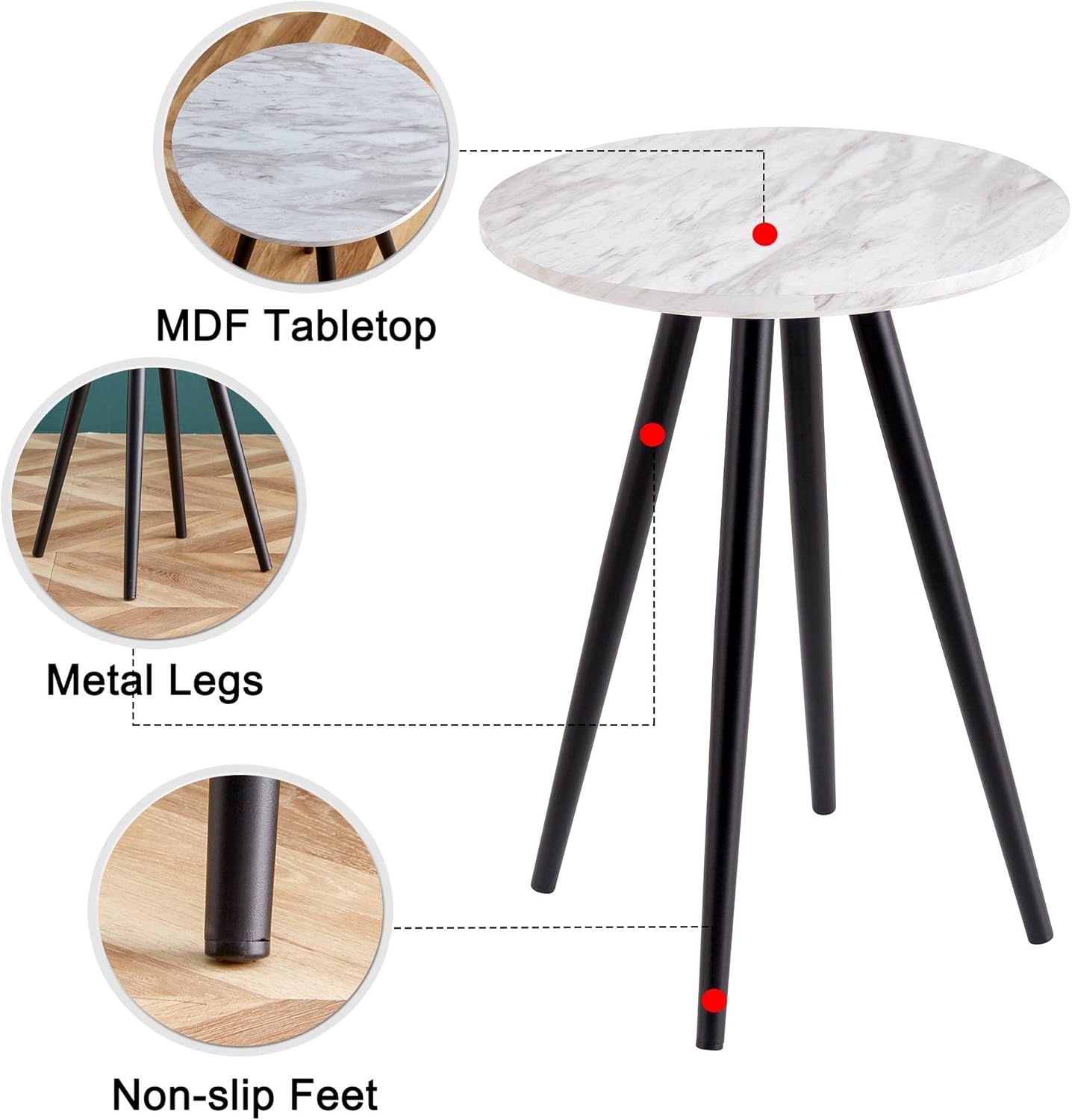 Mesas auxiliares, mesa auxiliar de imitación de mármol con marco de metal, mesa de centro pequeña, mesa auxiliar para sofá, mesita de noche, mesita