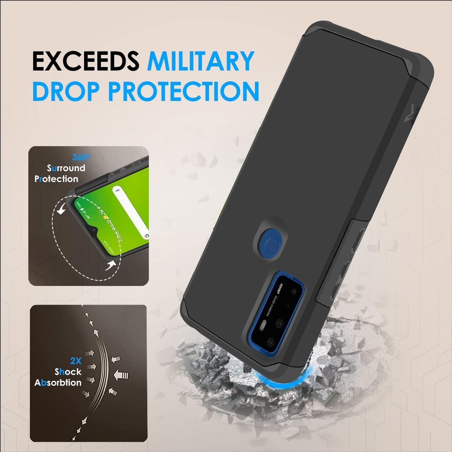 TJS Compatible con AT&T Radiant Max 5G 6.8 pulgadasCricket Dream 5GCricket Innovate 5GAT&T Fusion 5G, con protector de pantalla de vidrio templado,