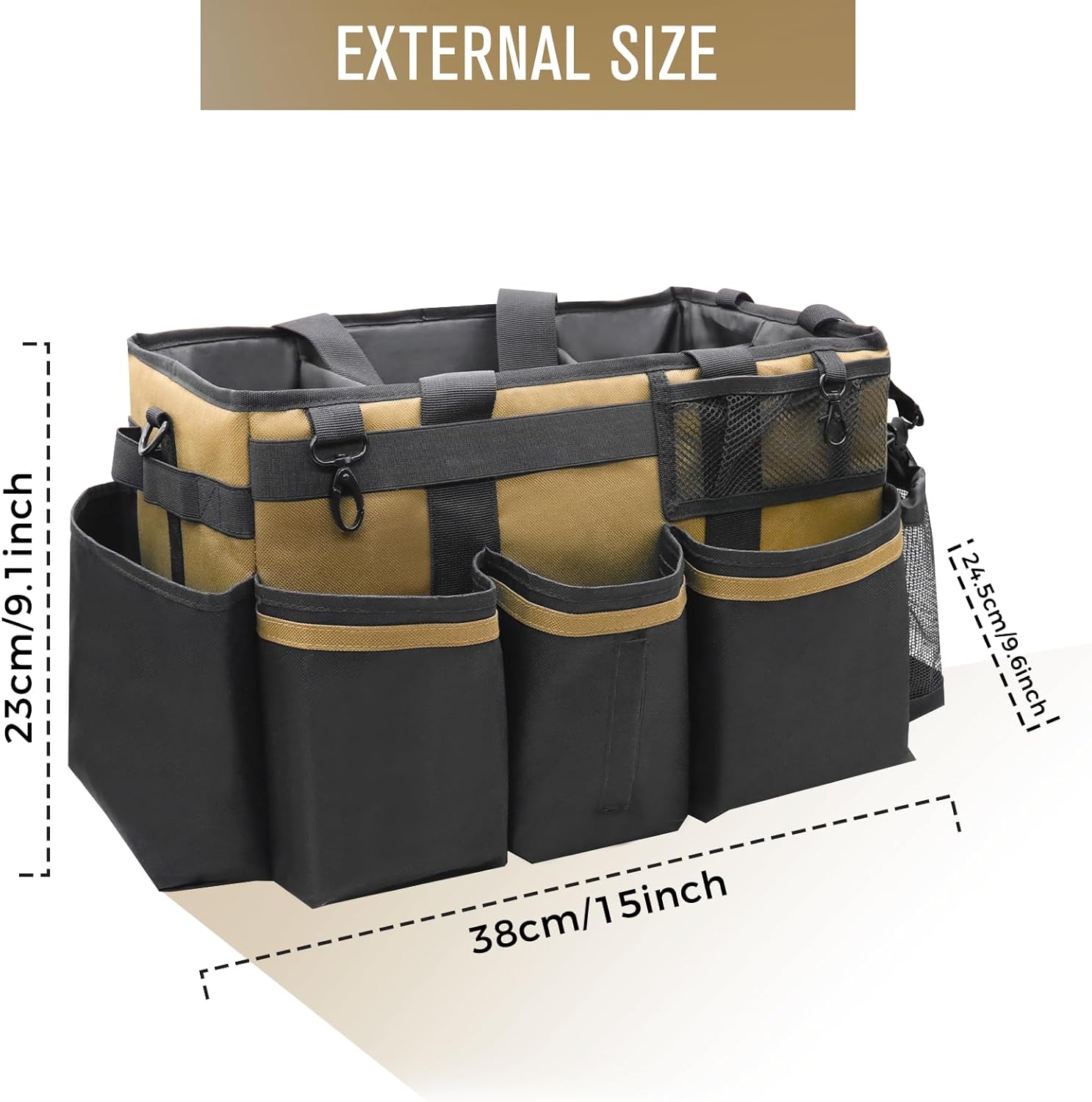 Paquete de 2 bolsas grandes de limpieza portátiles, verde y marrón