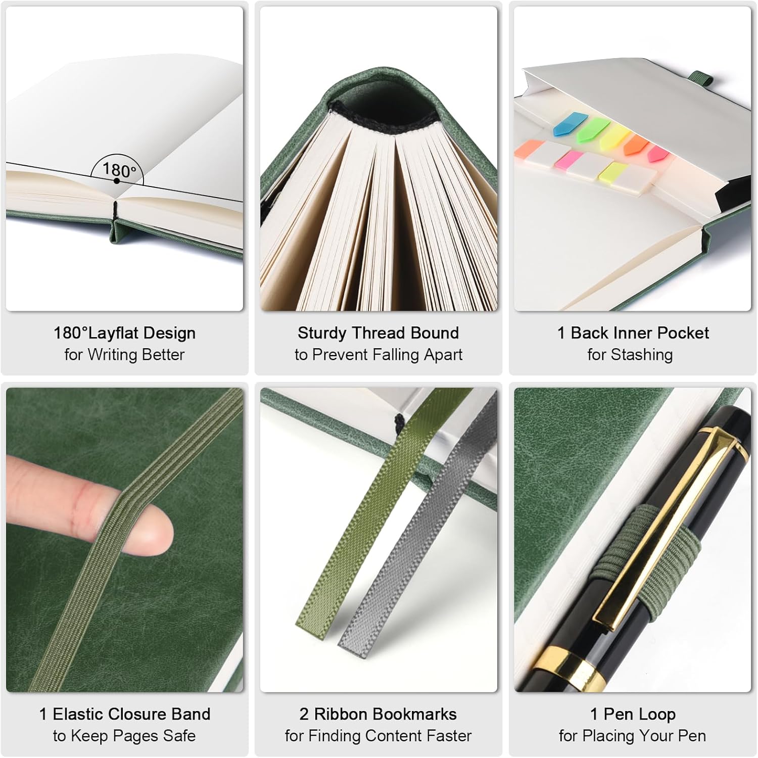 Cuaderno de papel cuadriculado, 312 páginas numeradas, tamaño A5, de cuero de tapa dura, cuaderno de papel cuadriculado de 3.53 ozyd, con páginas de