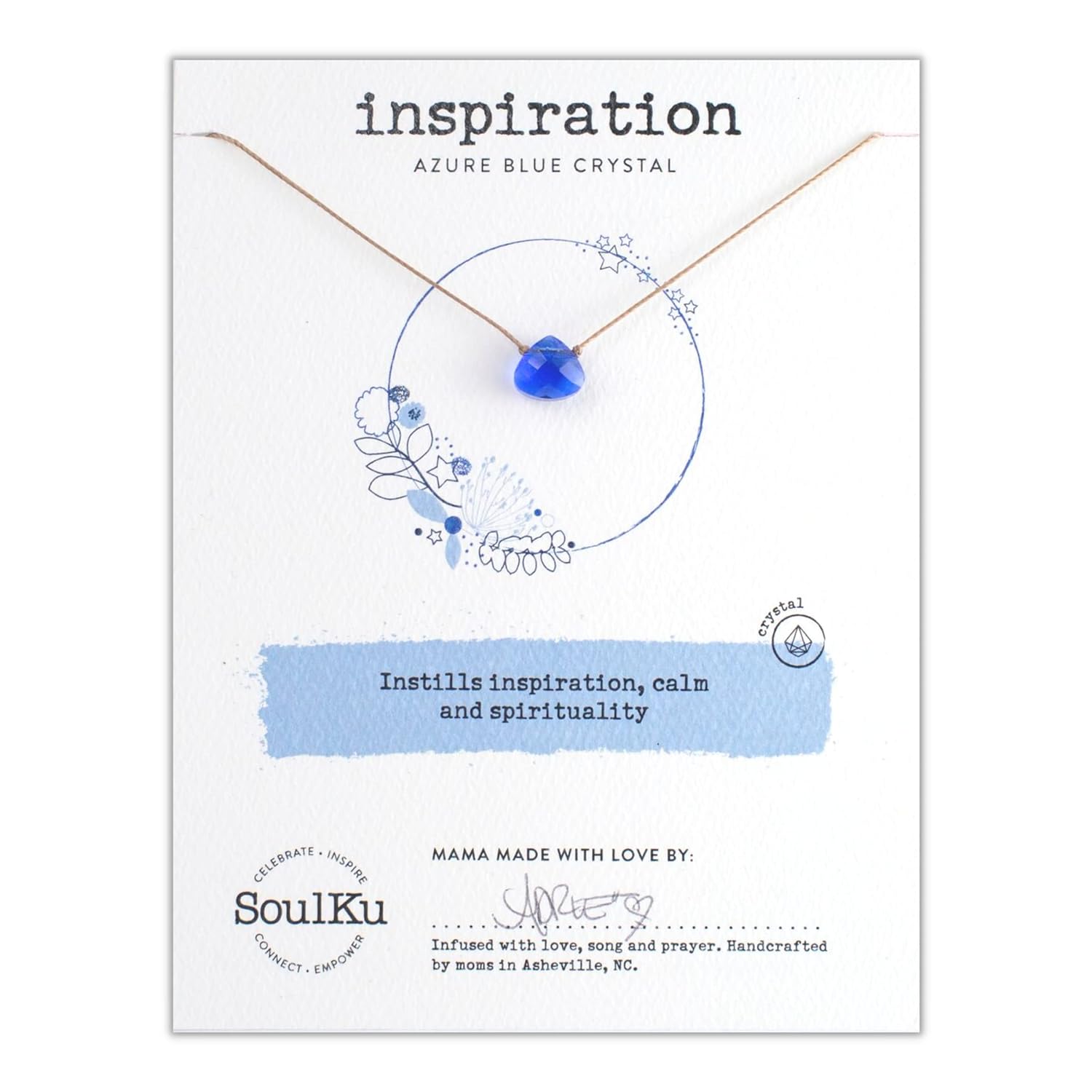 SoulKu Soul Shine Handmade Necklace, Empowering Jewelry With Healing Crystal, Inspirational Jewelry For Women, Mom & Sister, 2″ Extender With