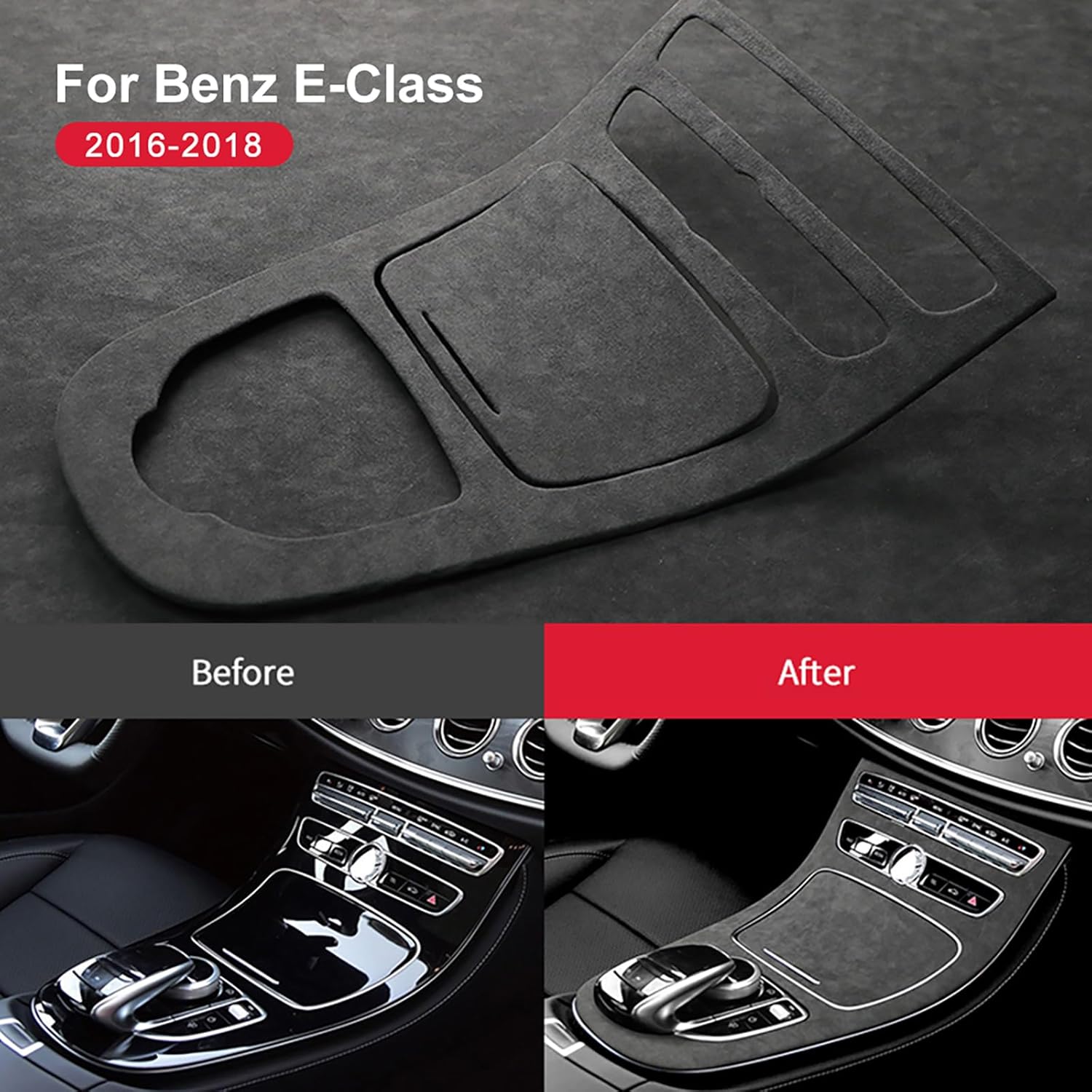 Cubierta de panel de consola central para Mercedes-Benz Clase E W213 2016 2017 2018 estilo Alcántara caja de almacenamiento de consola estilo