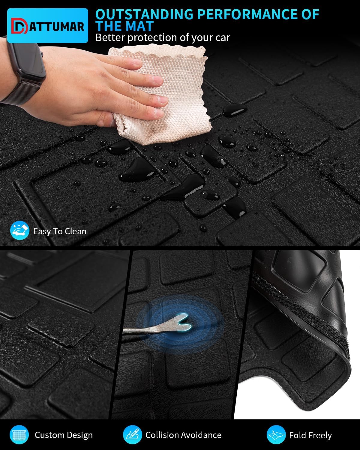 Tapete de carga compatible con Toyota 4 Runner 2010-2024 de 7 asientos, tapete de carga para maletero, protector de asiento trasero de TPE 2023,