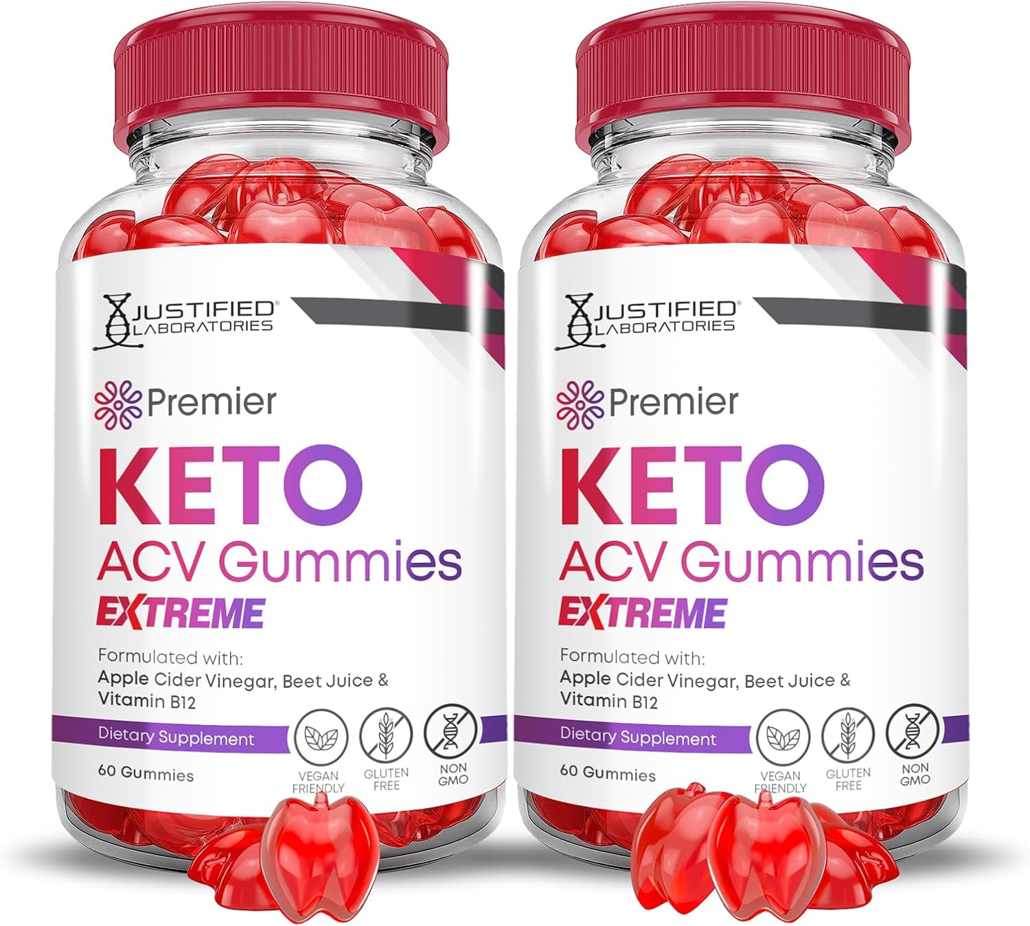 Paquete de 2 gomitas Premier Keto ACV Extreme de 2000 mg Premier Keto Gummies Vinagre de sidra de manzana formulado con jugo de granada remolacha en
