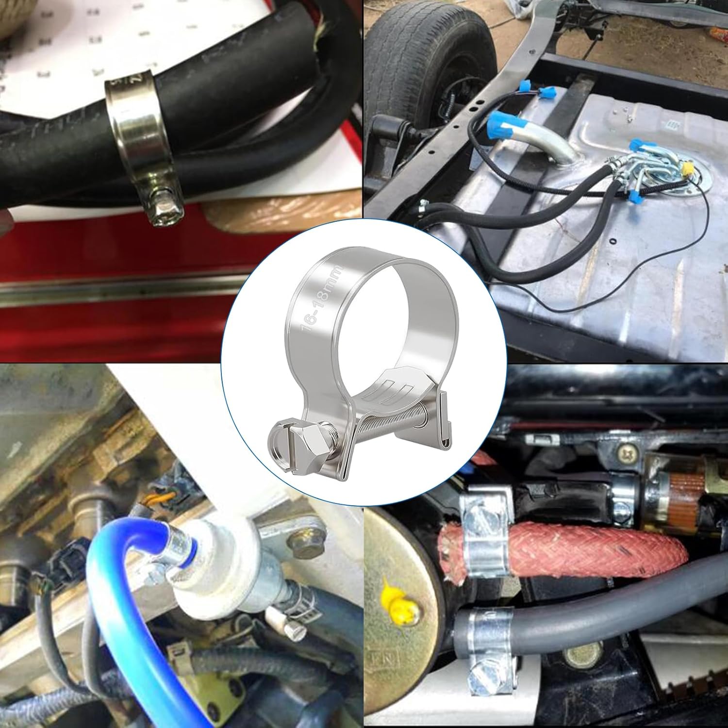 Tnisesm 30 abrazaderas de manguera de inyección de combustible de 916″-58″ y 12″-916″ ajustables de acero inoxidable 304, kit surtido de abrazaderas