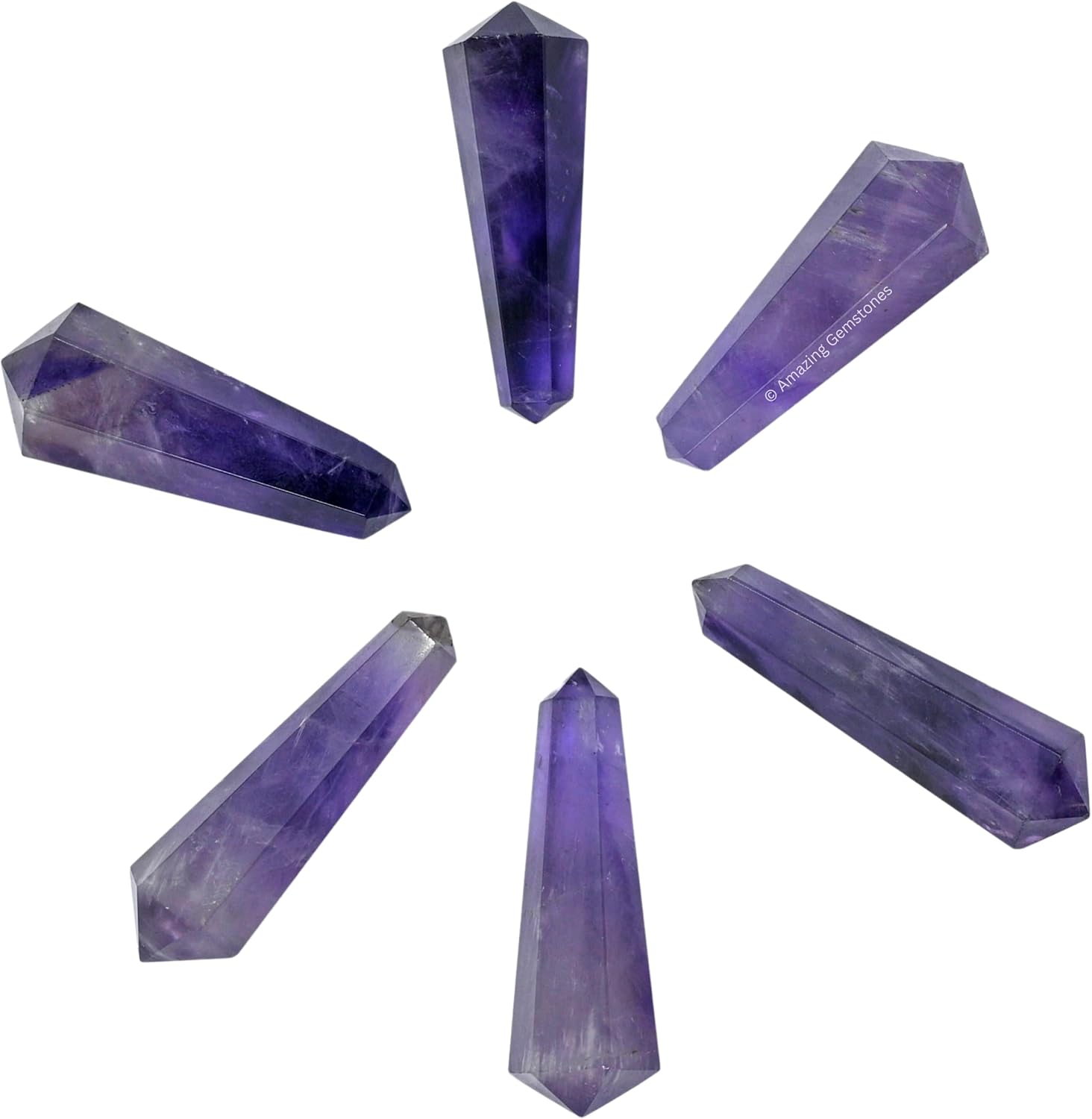 Puntos de cristal de amatista, cristales curativos y piedras a granel, paquete de 3 puntas curativas de doble terminación, cristales a granel para