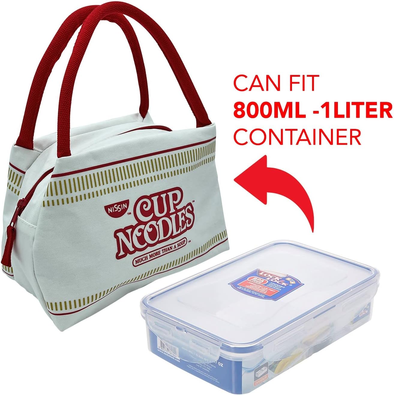 Nissin Cup Noodles Cup Noodles – Lonchera aislada, color blanco, Blanco, Cup Noodles Bolsa de almuerzo aislada