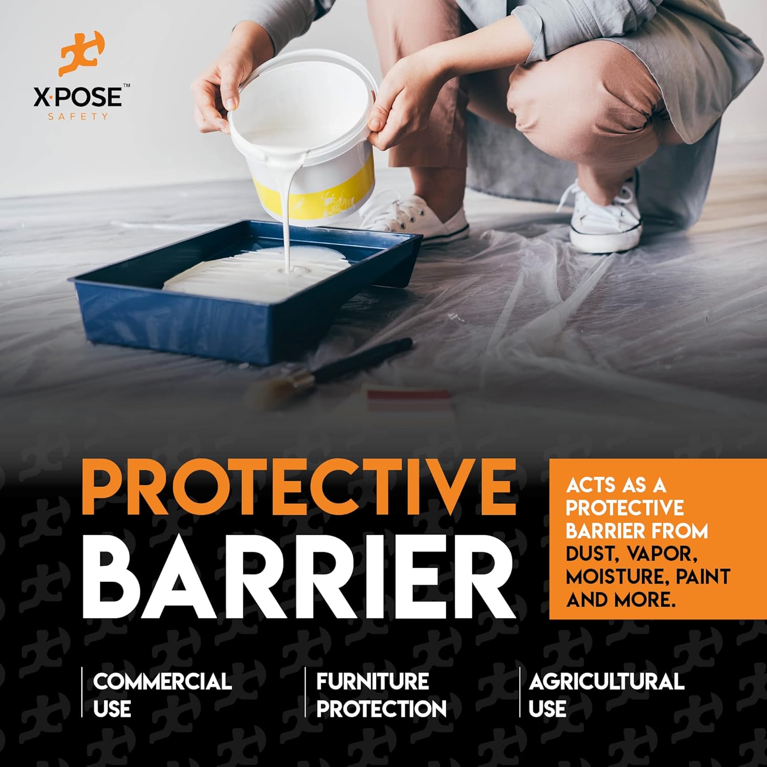 Xpose Safety – Lona de plástico resistente de 4 milímetros de grosor, cubierta impermeable para equipos de protección contra vapor y polvo, para uso