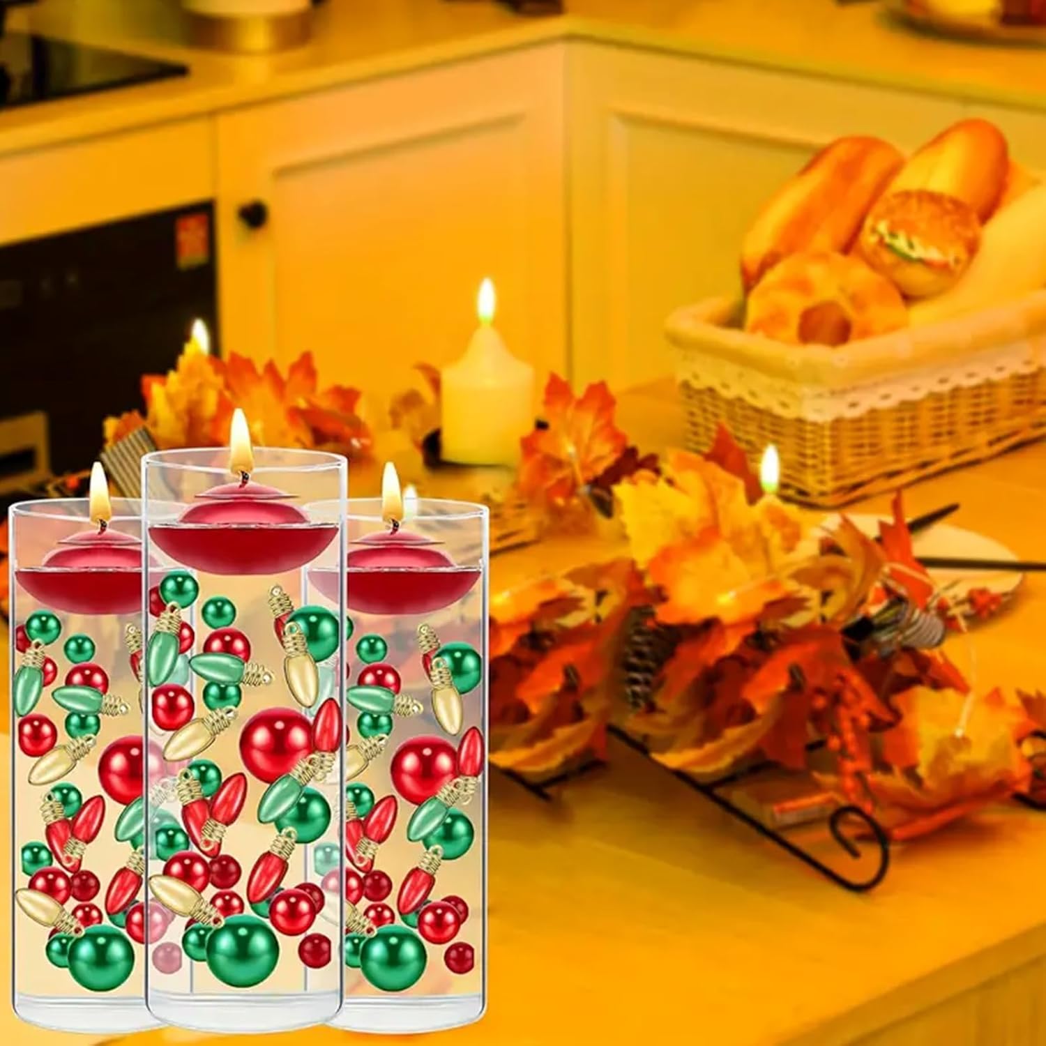 10126 piezas de decoración de jarrones de Navidad para velas flotantes, perlas de imitación, guirnalda de perlas para jarrones, centro de mesa de
