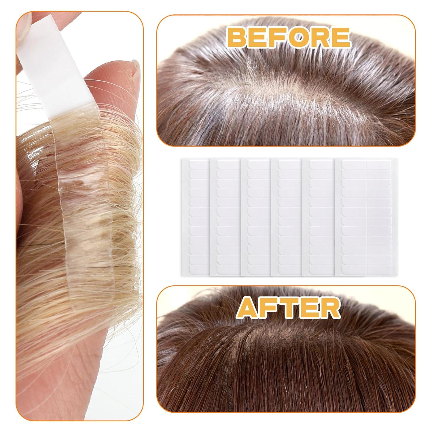 simarro 144 pestañas de cinta de extensión de cabello, cintas adhesivas de doble cara para extensiones de cabello, cintas de repuesto para cabello