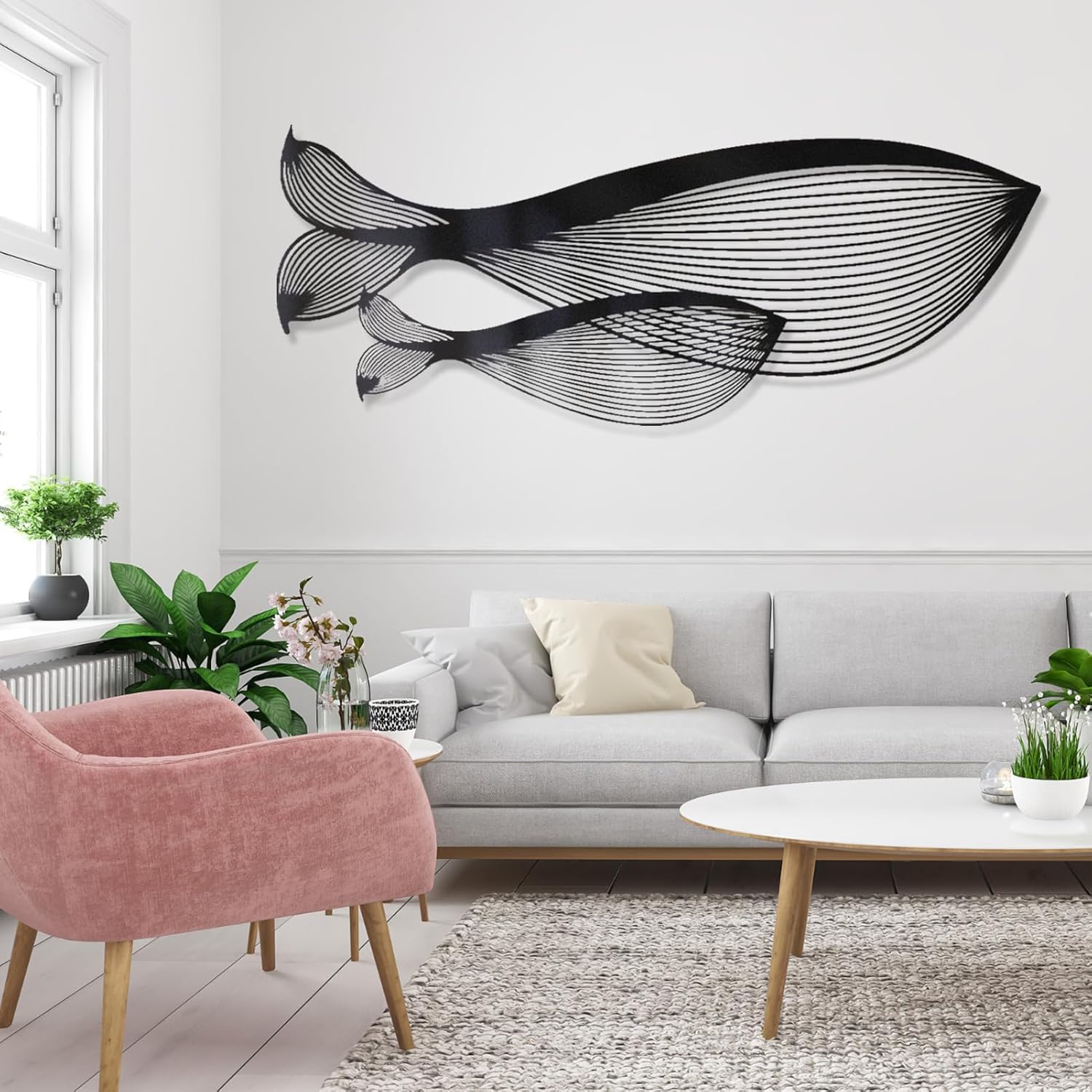 Arte de pared de metal de ballena azul, arte de ballena metálica, arte de línea de metal, arte de pared de metal costero, decoración náutica,