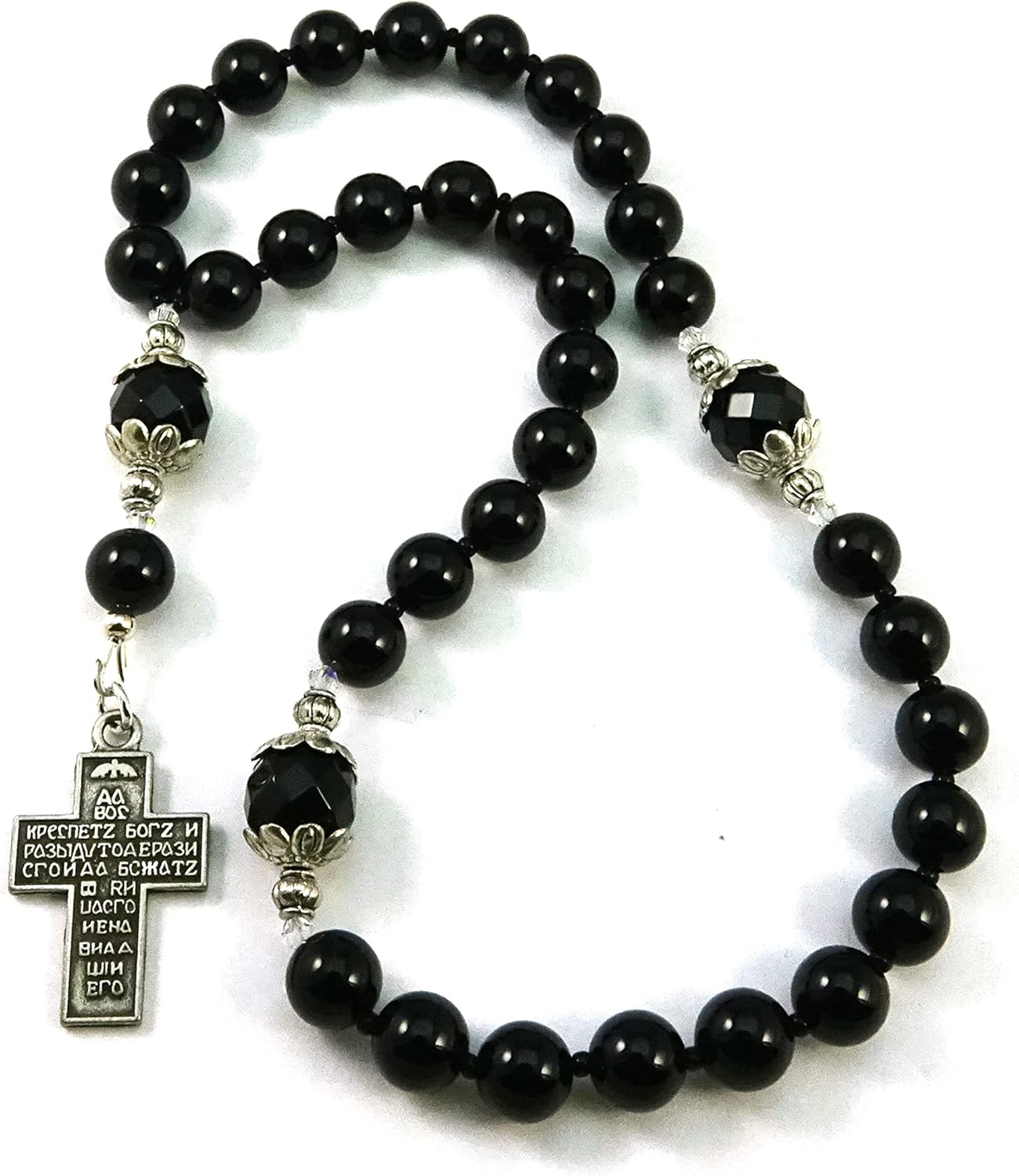 33 cuentas de oración cristianas ortodoxas Komboskini Chotki ágata con crucifijo hecho en tierra santa y bendecido en la iglesia del Santo Sepulcro,