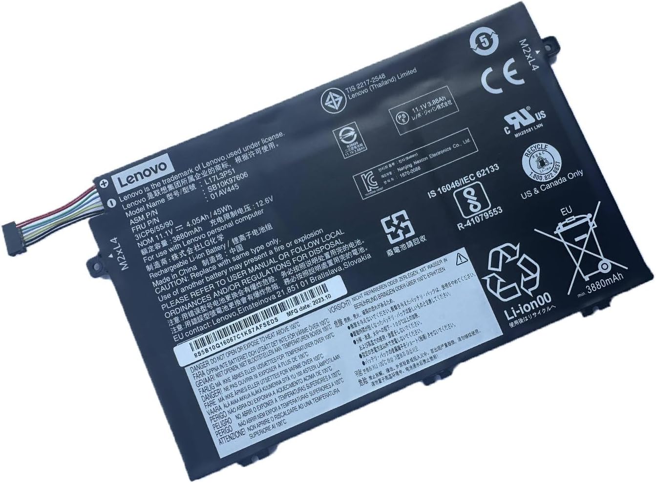 Lenovo – Batería para portátil Lenovo Thinkpad E480, E485, E490, E495, E580, E585, E590, E590, E485, E490, E495, E580, E580, E585, E590, E590, E590,