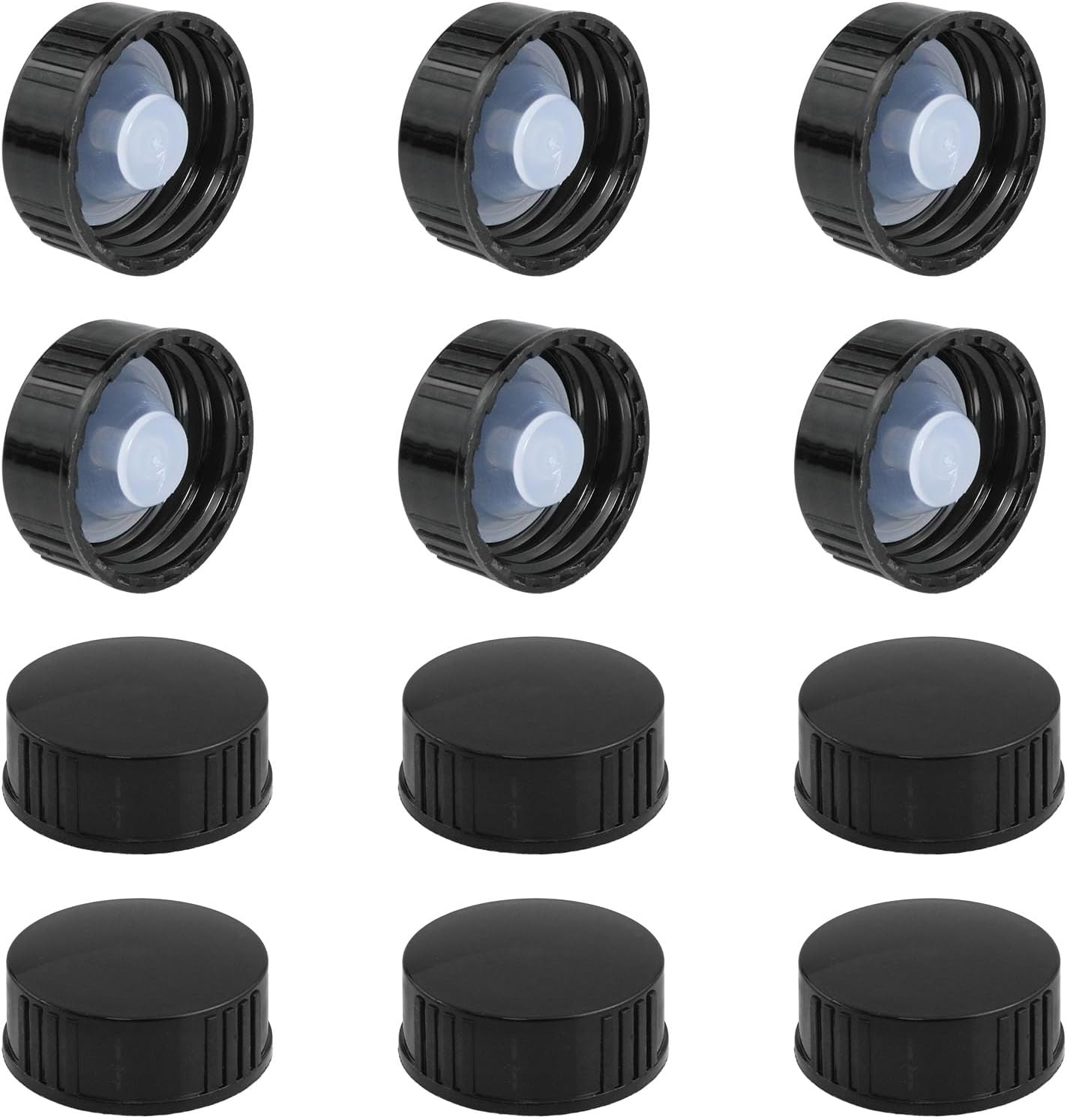 Tapón de rosca sellada de polietileno negro, 12 unidades, 1.102 in, tapa de rosca sellada de polietileno negro, adecuada para productos químicos