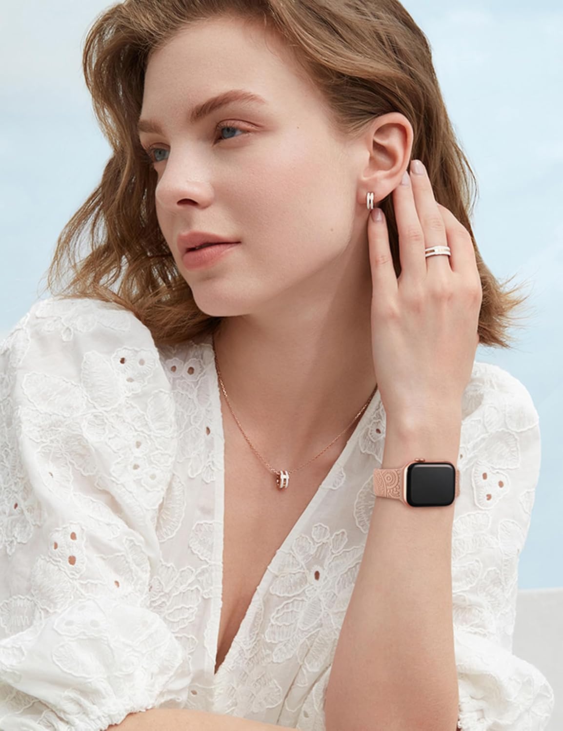 TOYOUTHS Correa de reloj compatible con Apple Watch Band de 1.61, 1.57, 1.49, 1.49, 1.49 pulgadas, correa deportiva de silicona suave y elegante de