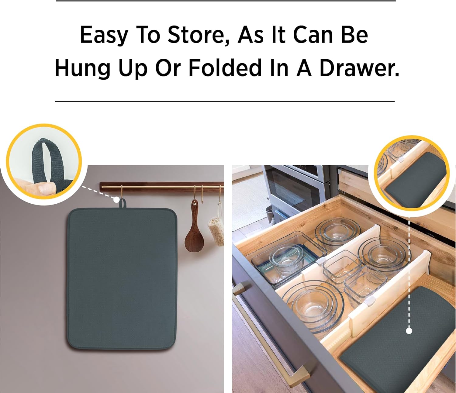 Tapete de microfibra para secado de platos para encimera de cocina con material absorbente, grueso y de doble cara, tapete de secado de platos XXL,