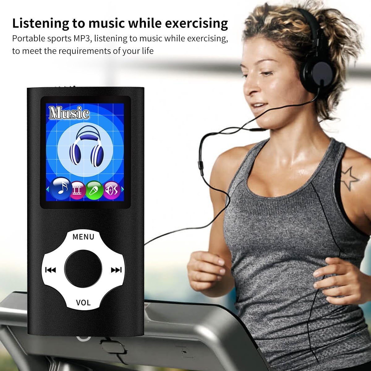 Reproductor de audio mymahdi Apoyo TF Tarjetas Slim 1.8 pulgadas LCD Reproductor de MP3MP4Mediamúsicareproductor de audio con accesorios negro