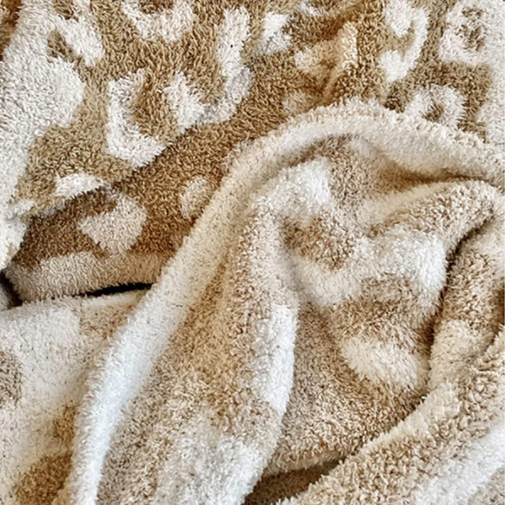 Moonase Manta suave y peluda, manta de leopardo, acogedora manta de microfibra de felpa cómoda para sofá, cama, lavable a máquina (crema, 51 x 71