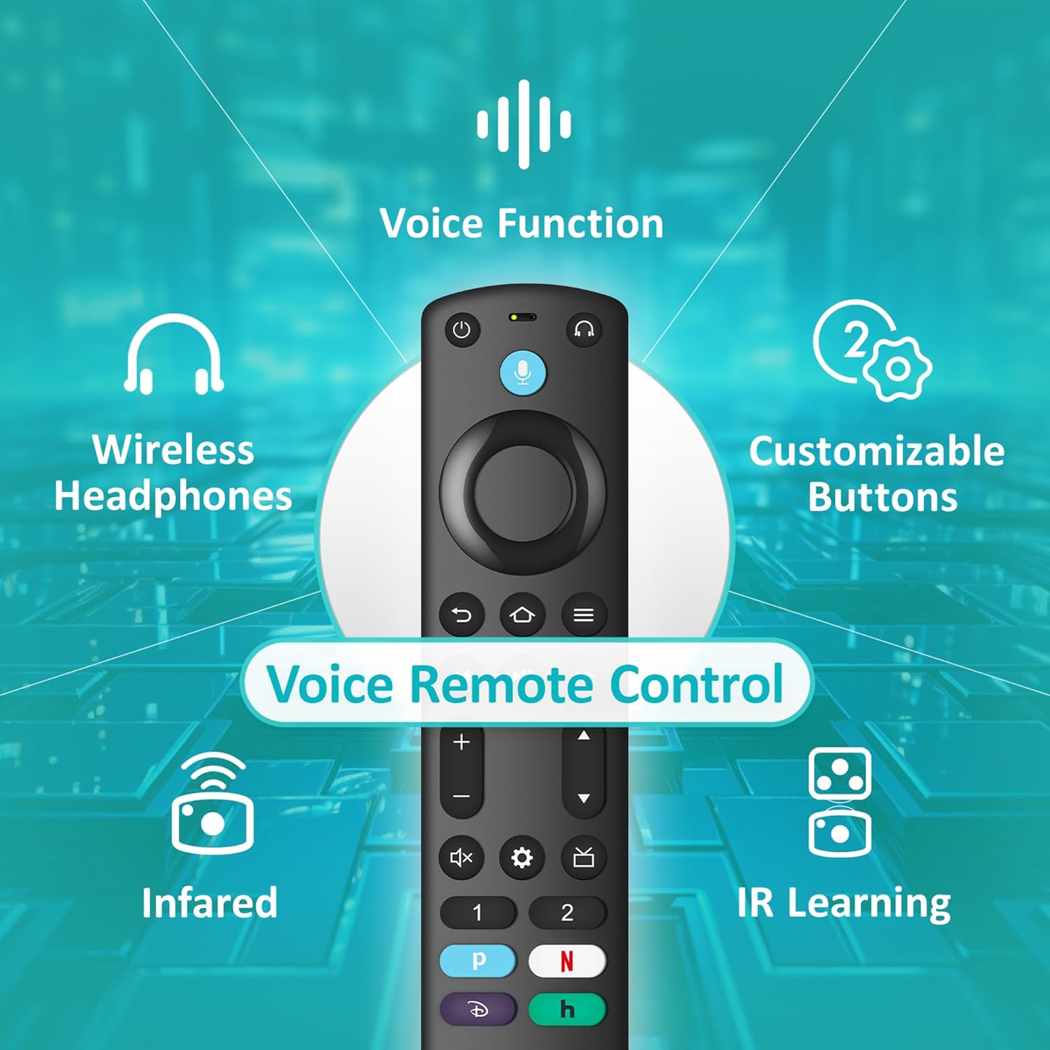 Control remoto de voz de repuesto para Fire-TV-StickTV Cube y compatible con todos los televisores inteligentes InsigniaToshibaPioneer AMZ Fires