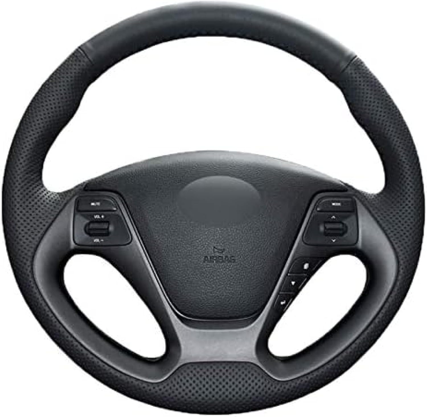 Cubierta de volante de costura a mano para Kia K3 2013-2018 para Ceed Cee’d Cerato Forte Koup Forte5 2014 línea negra transpirable antideslizante