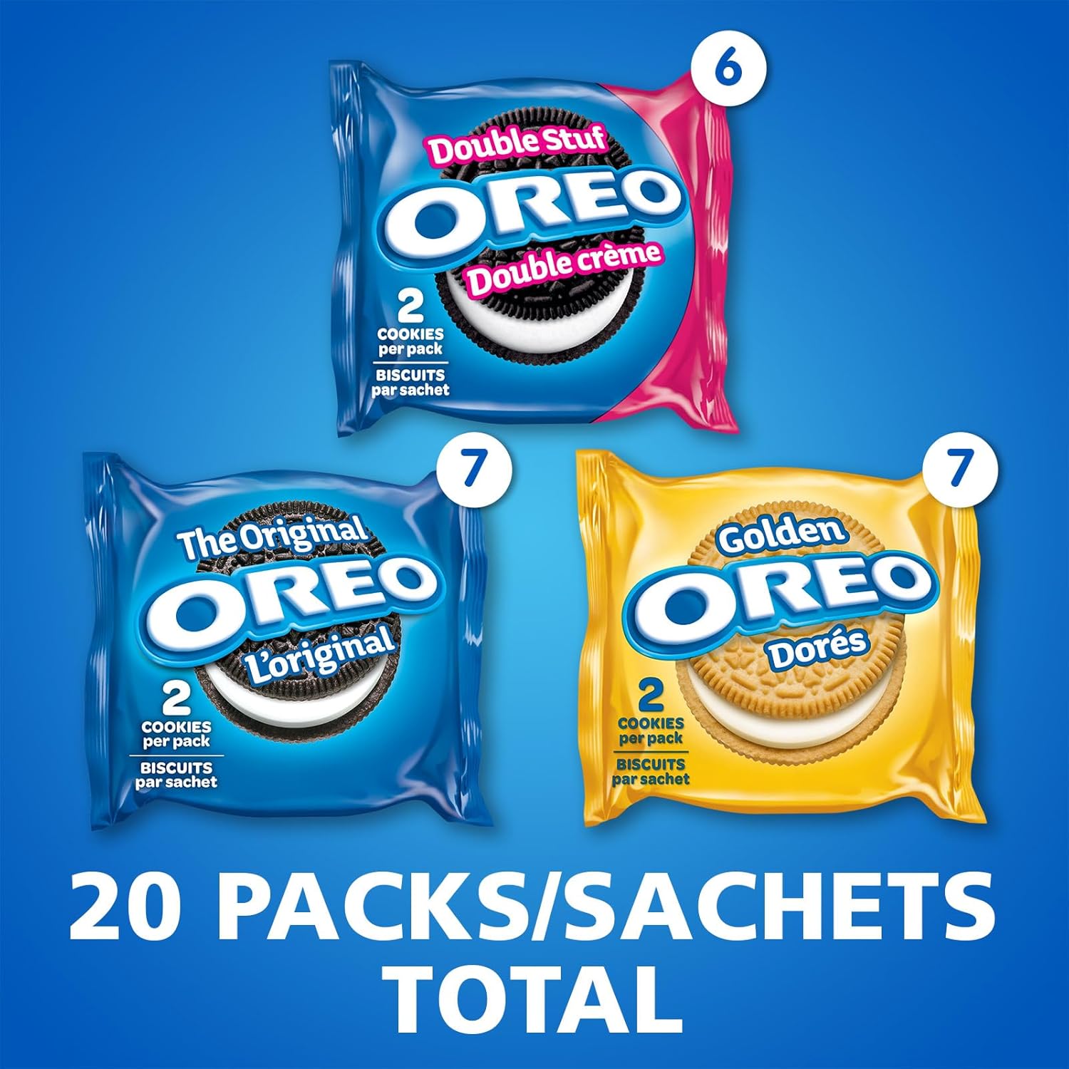 Oreo Galletas sándwich, paquetes de aperitivos variados, 17.00 oz