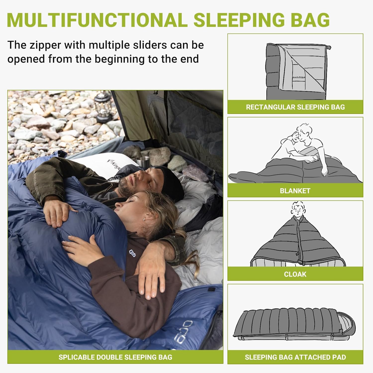 ATEPA Saco de dormir ligero de plumón de 0 grados para adultos, mochila de momia, ultraligero, impermeable, compacto, para todo tipo de clima frío,