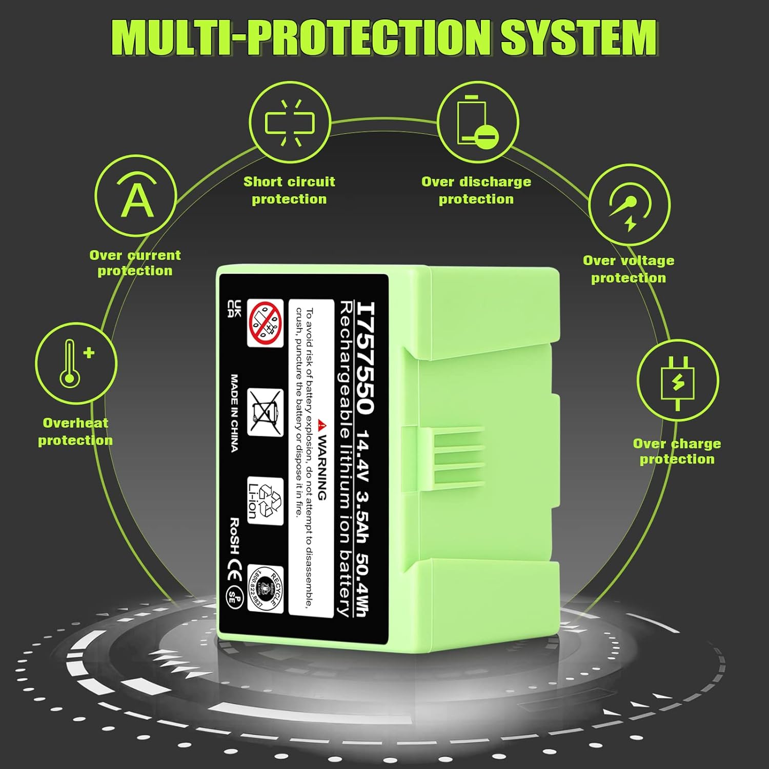 POWITEC Batería de 3500 mAh para iRobot Roomba I7 i7158 i7+ 7150 7550 i3 3150 i3+ 3550 i4 4150 i4+ 4552 i6 Batería de iones de litio de repuesto de