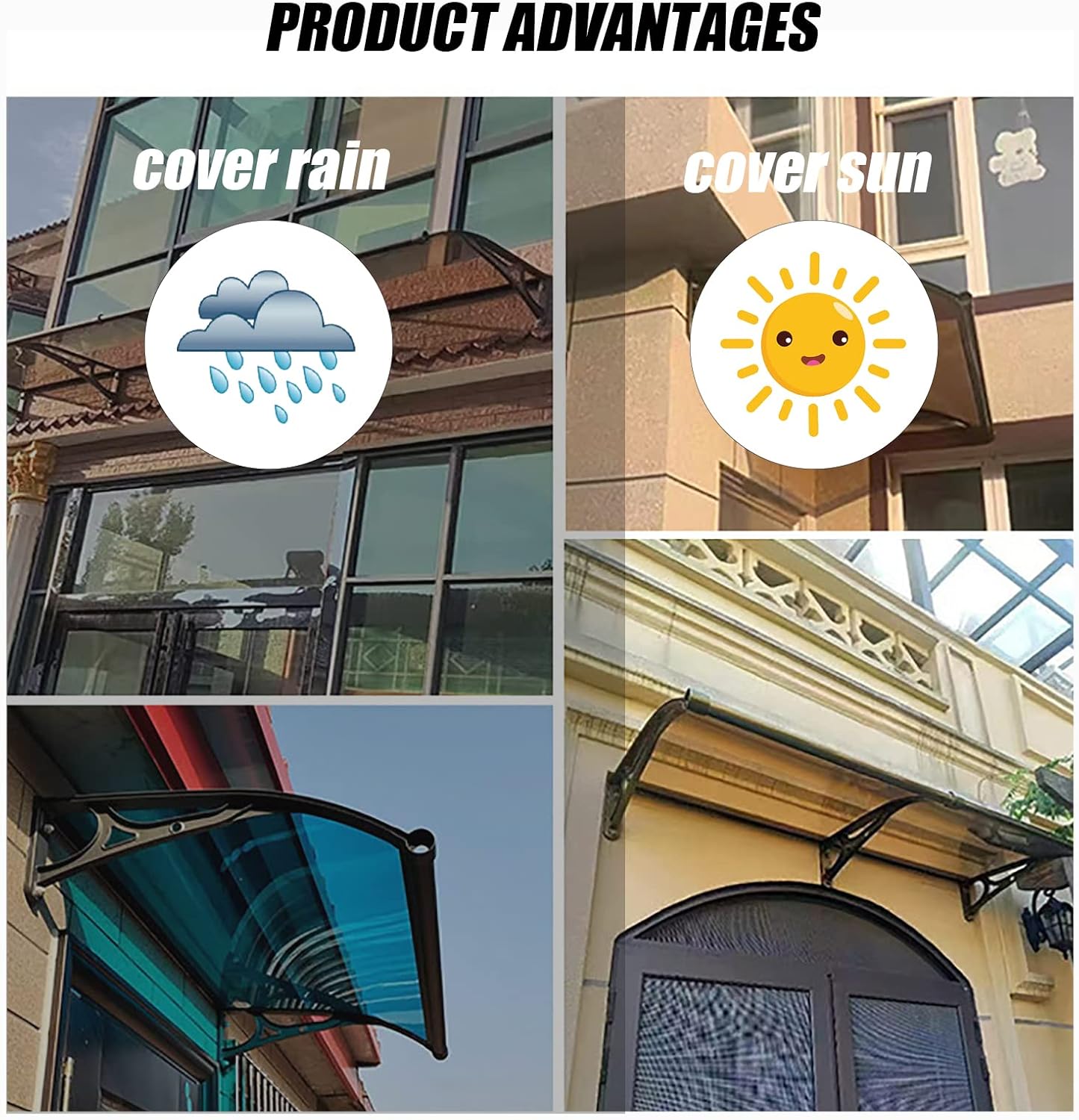 Toldo para ventana, toldos para puertas, toldos para patio, toldos de aluminio para puertas, toldos de puerta de protección contra la lluvia y la