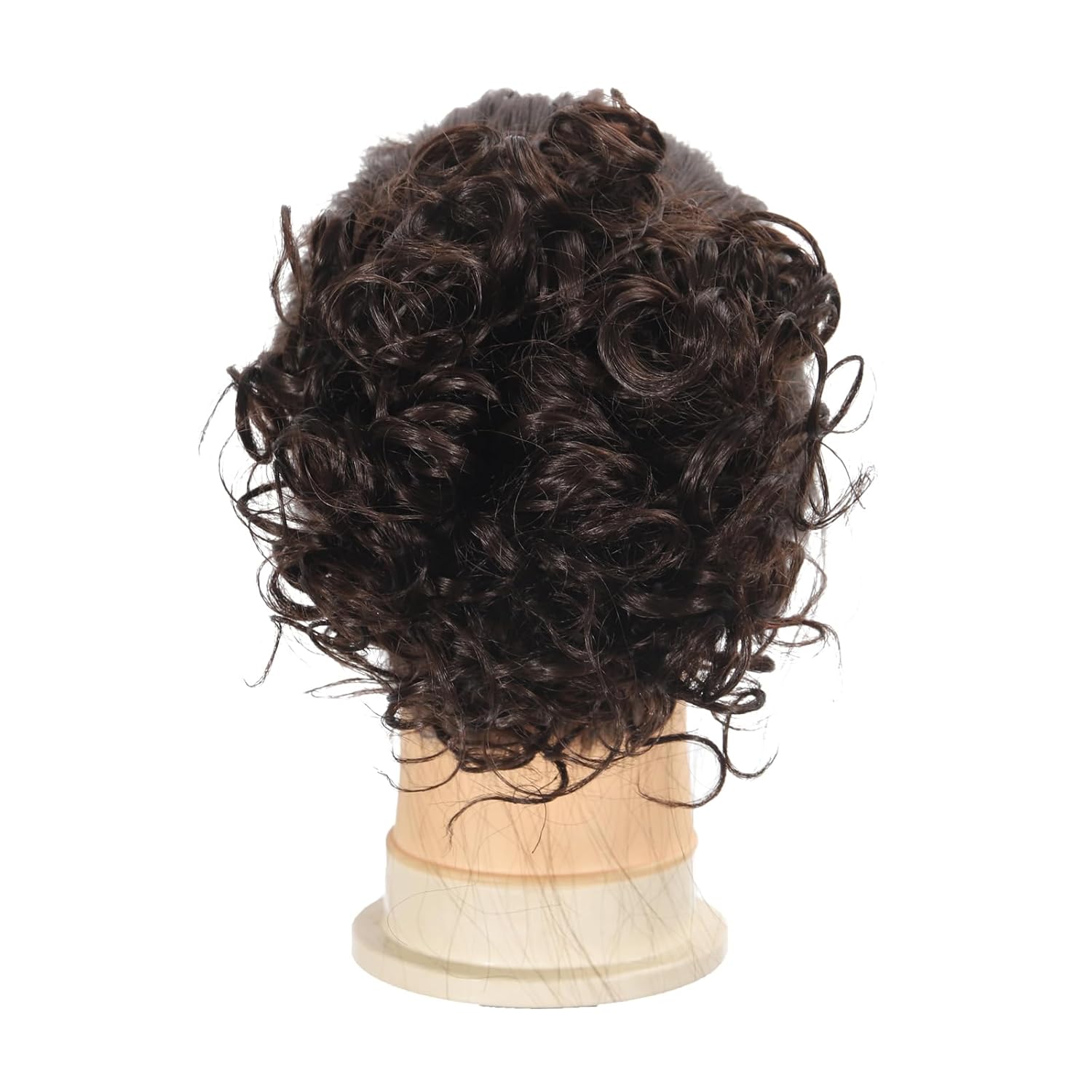 Moño sintético desordenado con cordón elástico, moño rizado, extensión de cola de caballo corta para mujeres, uso diario (marrón oscuro)