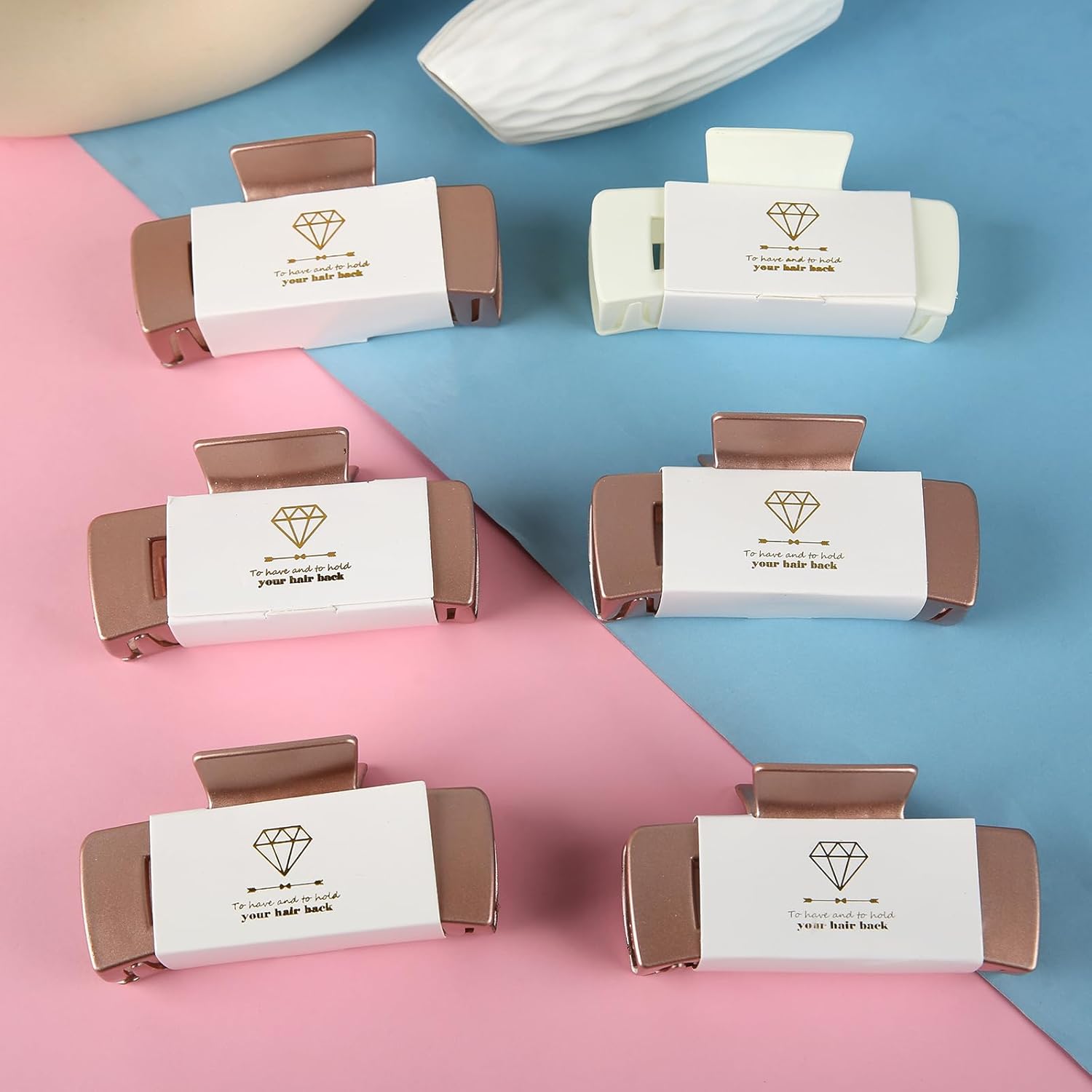 Loanzeg Pinzas cuadradas para el pelo de dama de honor, 4.1 pulgadas, juego de 6 pinzas rectangulares para el pelo para despedida de soltera, ideas