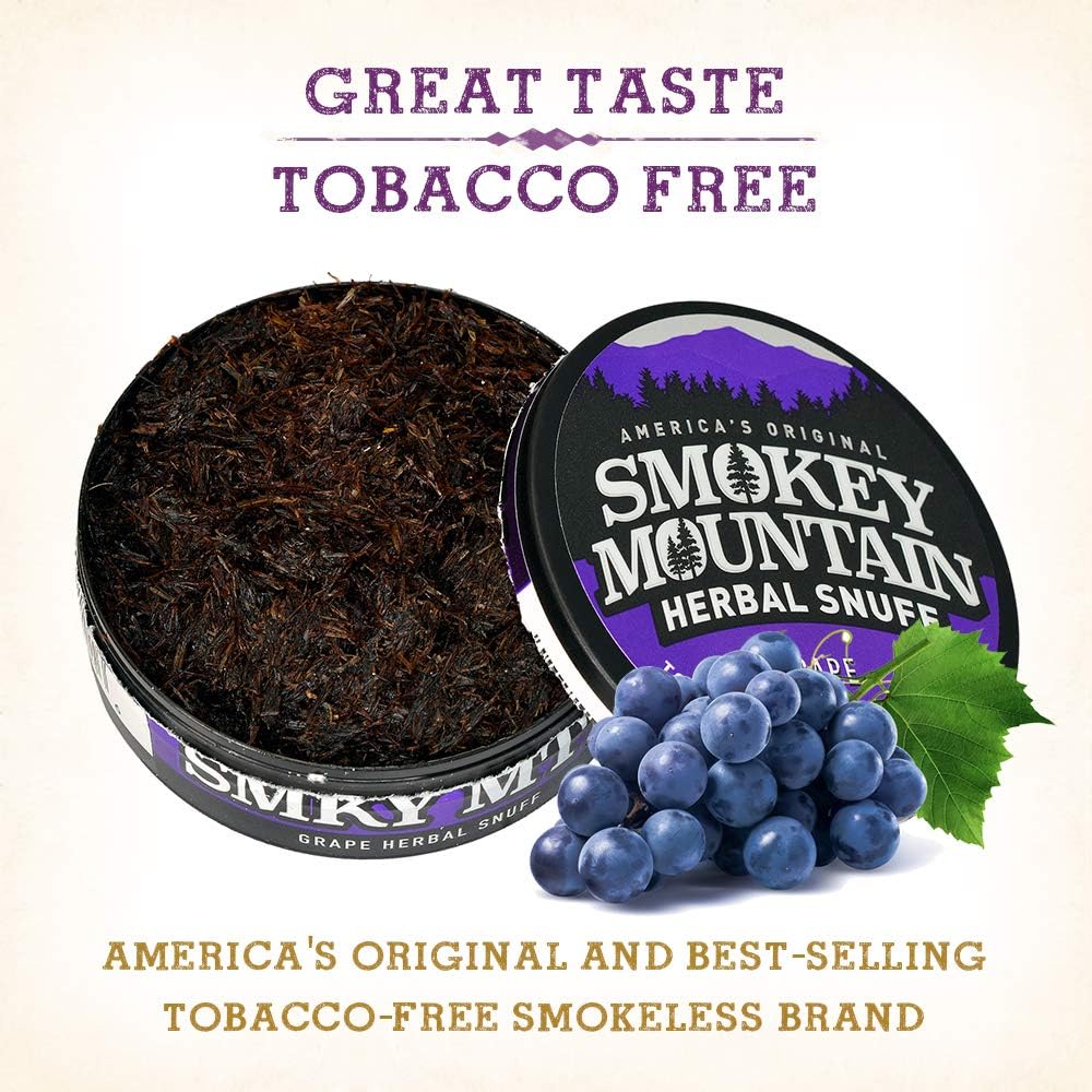 Smokey Mountain Corte largo a base de hierbas – Uva – 1 lata – Tabaco sin tabaco y sin nicotina