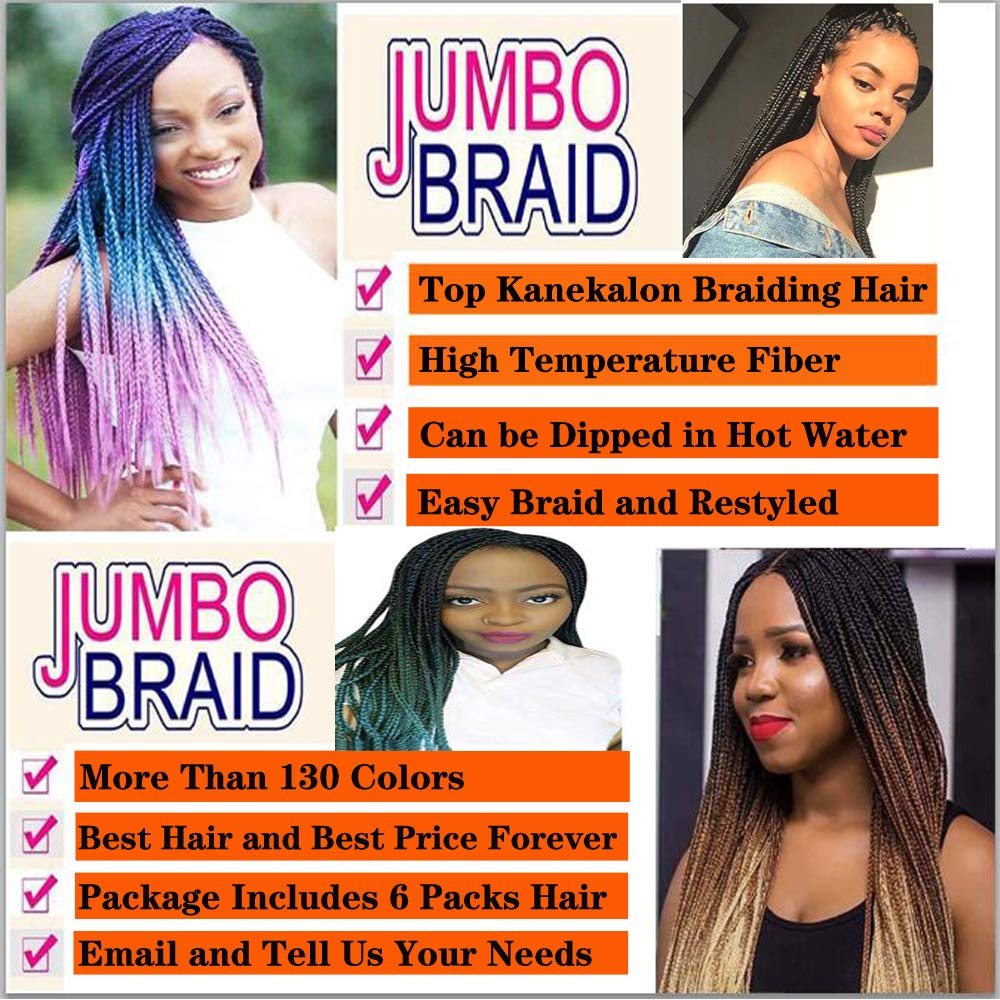 6 juegos de extensiones de cabello Kanekalon trenzado y sombreado, pelo de fibra sintética de alta temperatura de 24 pulgadas para trenzas crochet
