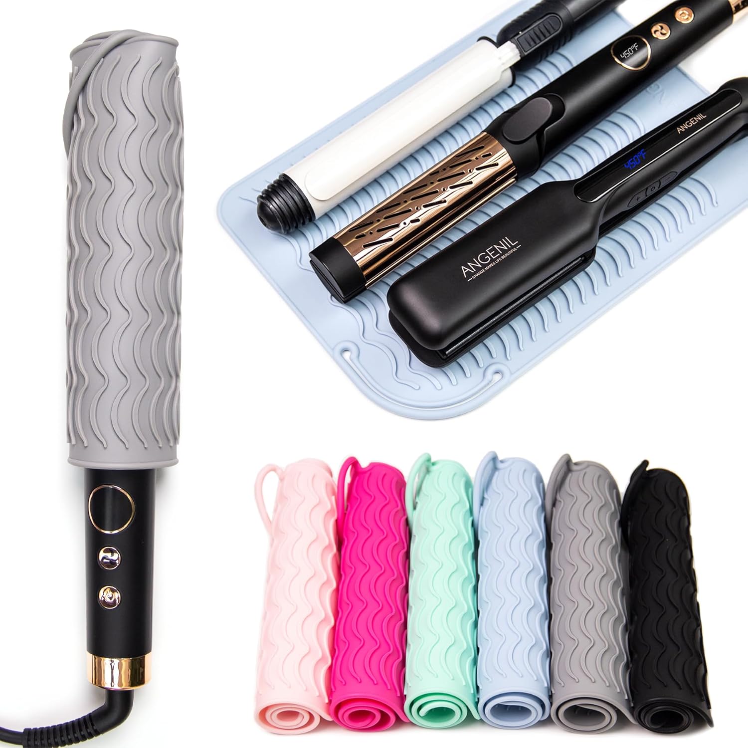 ANGENIL Almohadilla de calor grande, rizador, resistente al calor, para herramientas para el cabello, funda para alisar el pelo, uso para